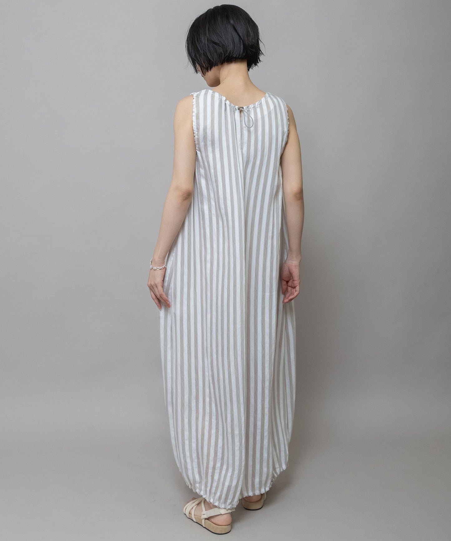 【Turkey】ストライプドローストリングワンピース