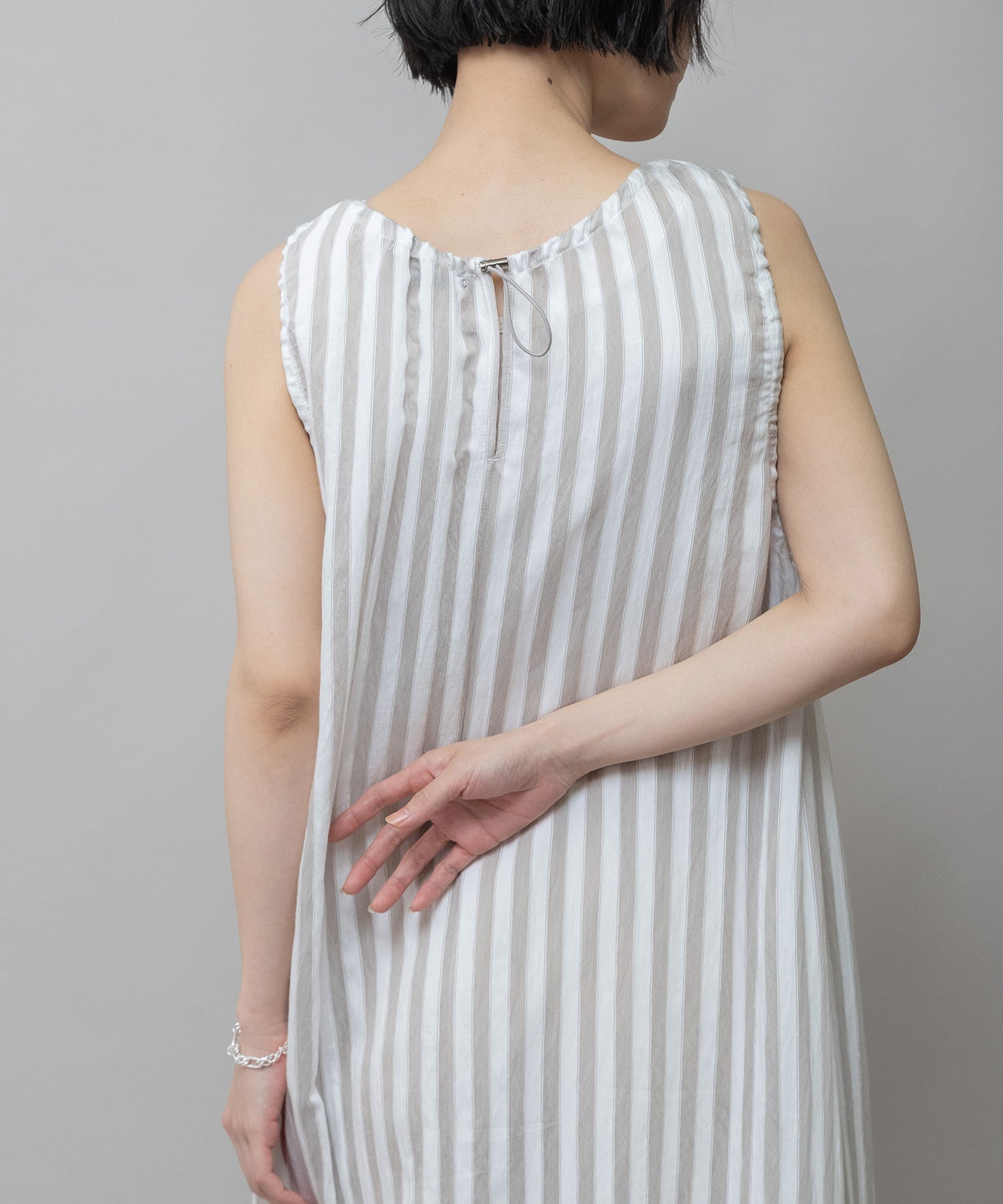 【Turkey】ストライプドローストリングワンピース