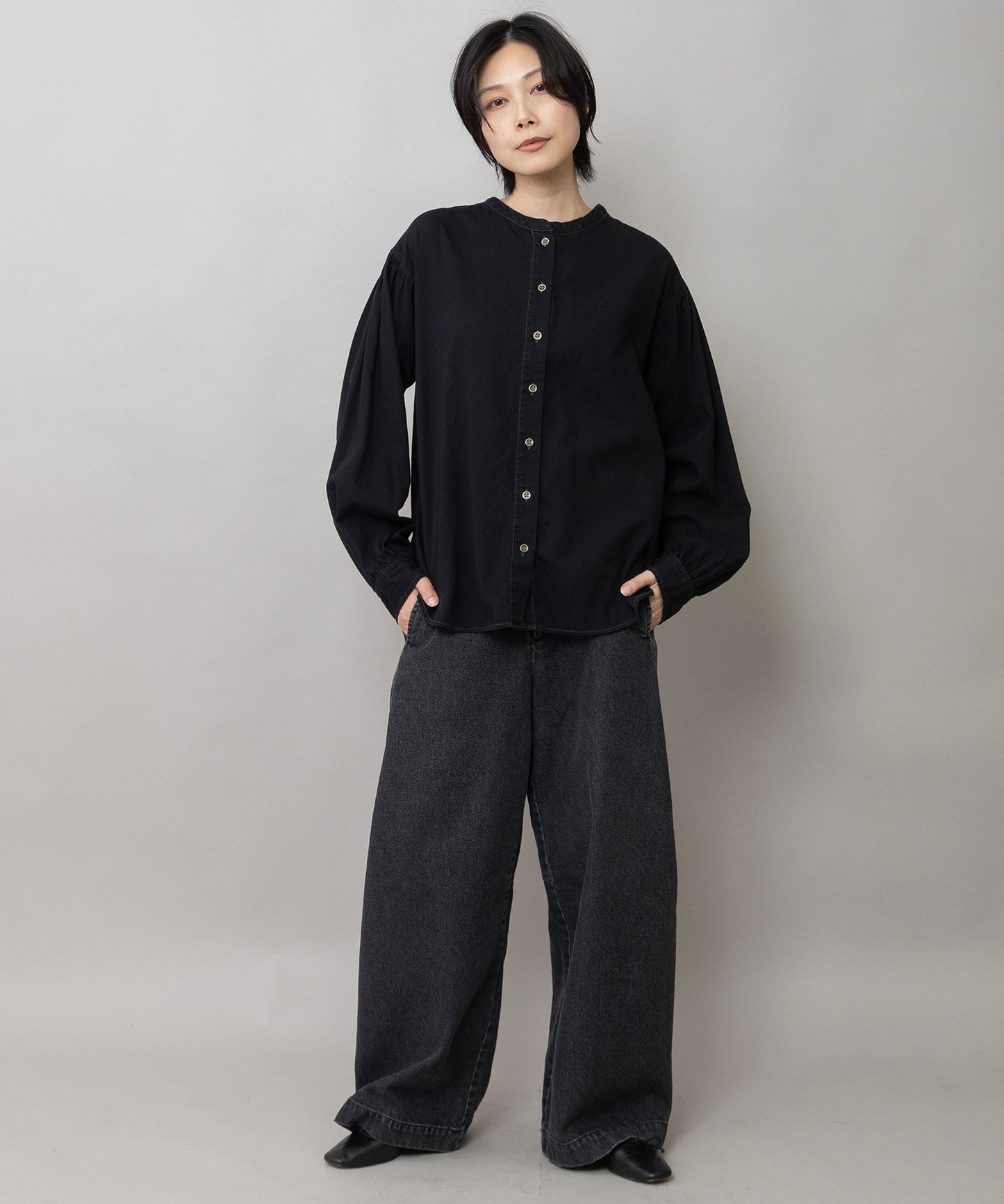 5.5ozデニム 2wayブラウス