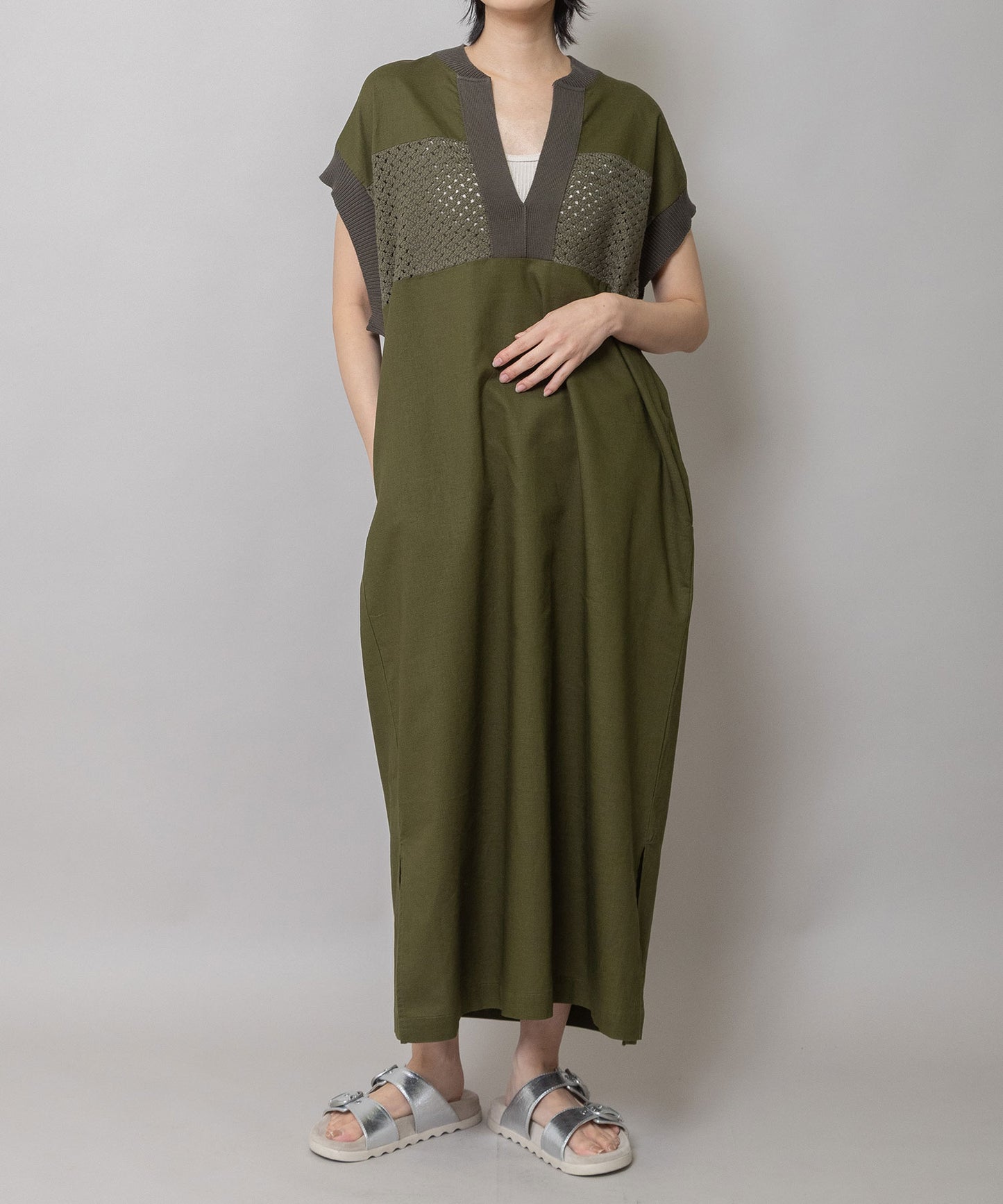 コットンリネンポプリン×ラッセルワンピース