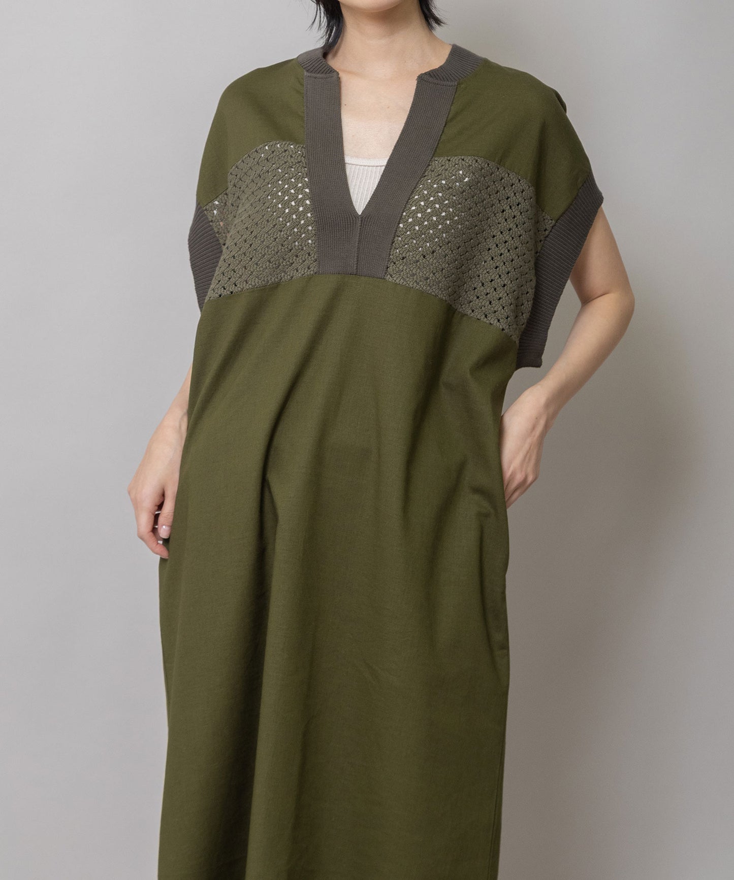 コットンリネンポプリン×ラッセルワンピース