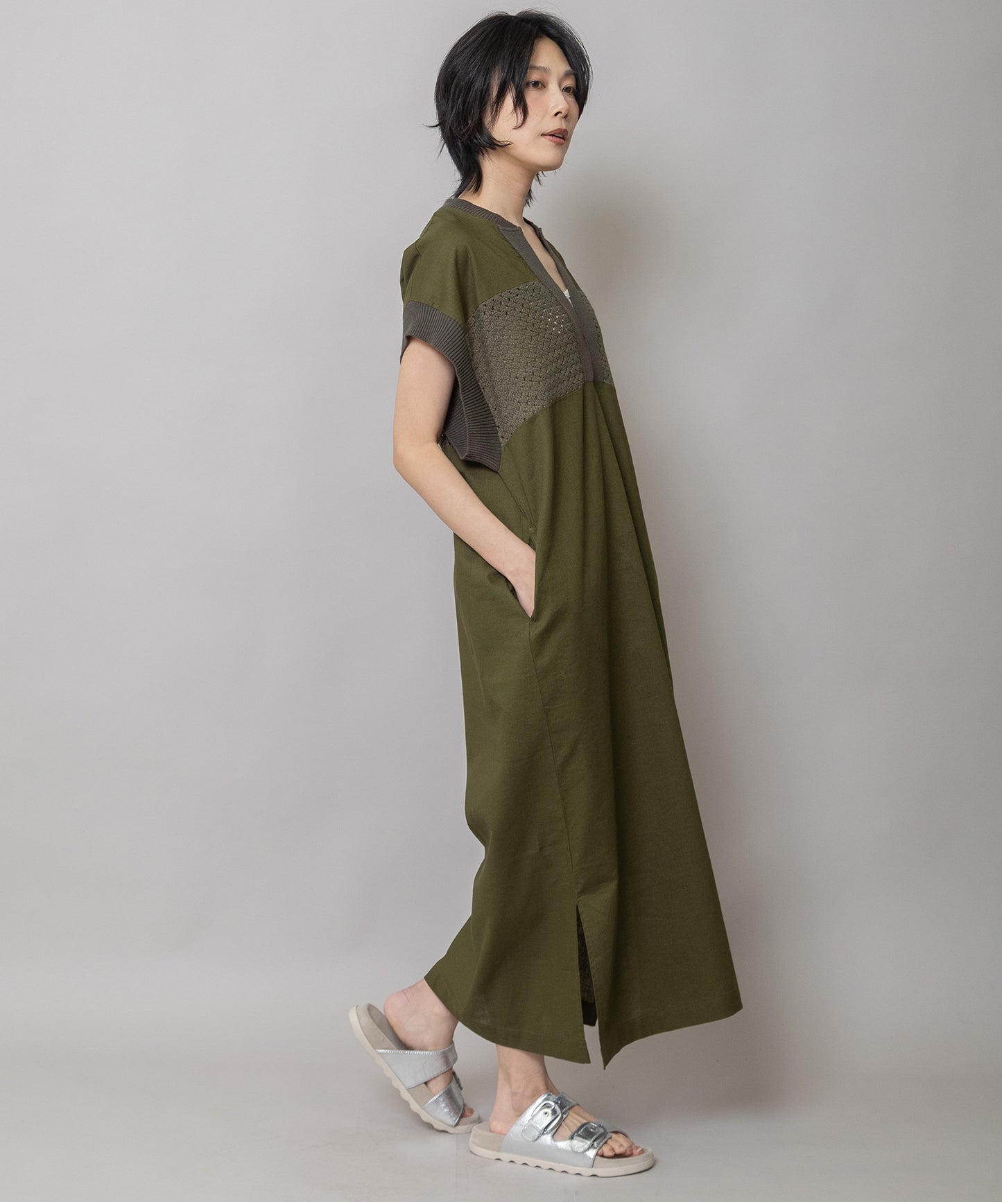 コットンリネンポプリン×ラッセルワンピース