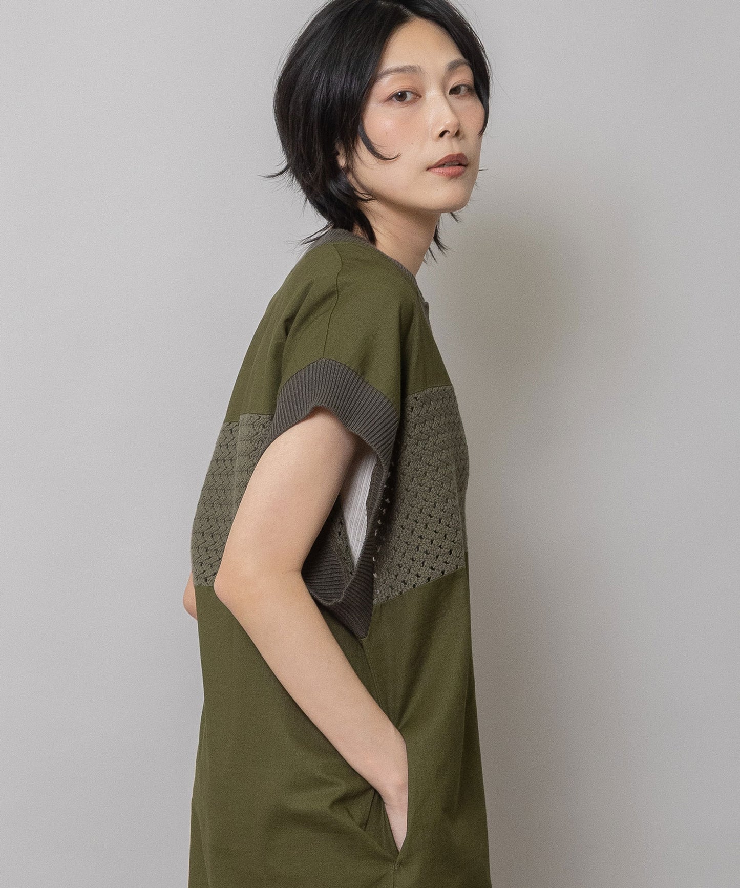 コットンリネンポプリン×ラッセルワンピース