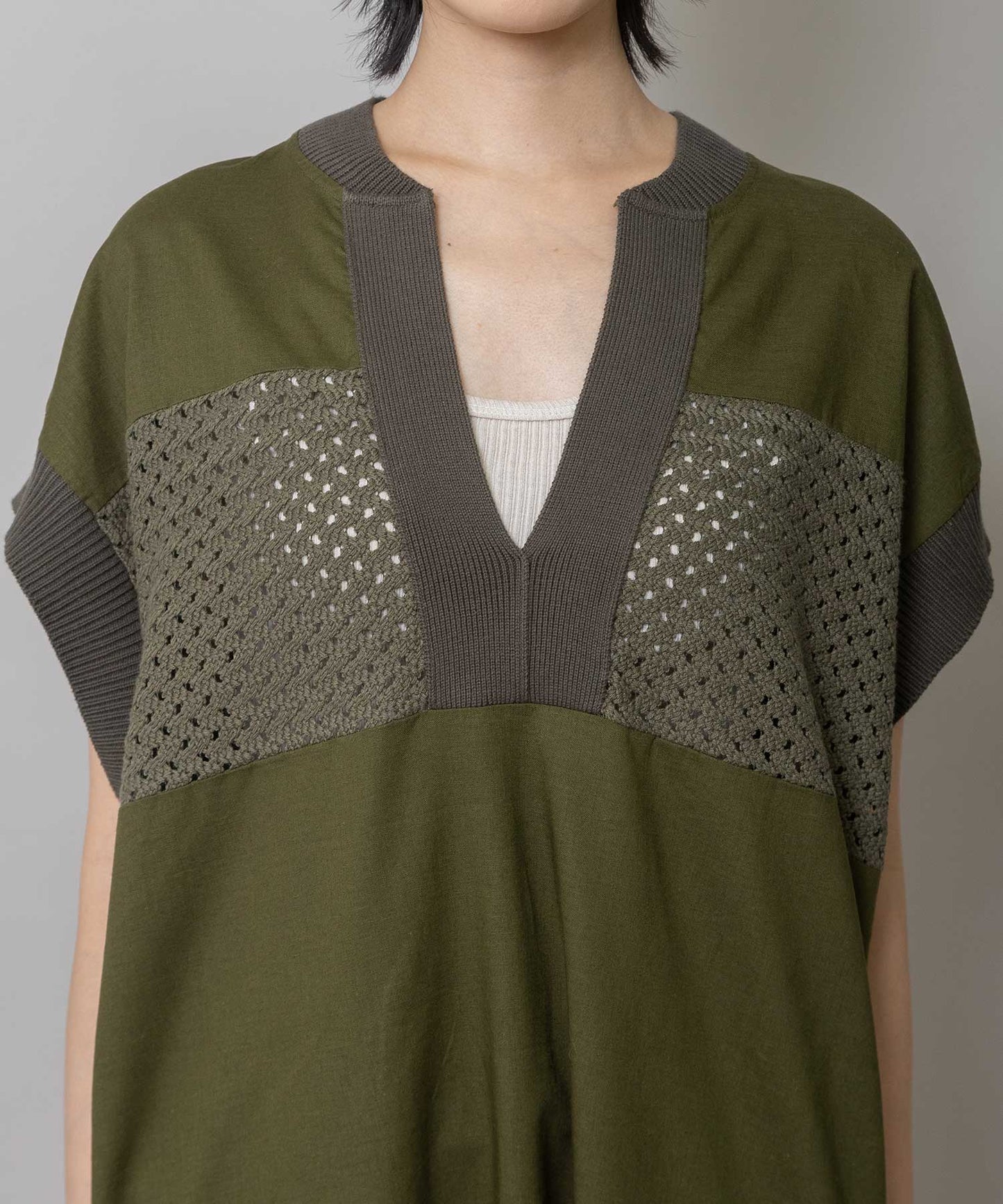 コットンリネンポプリン×ラッセルワンピース