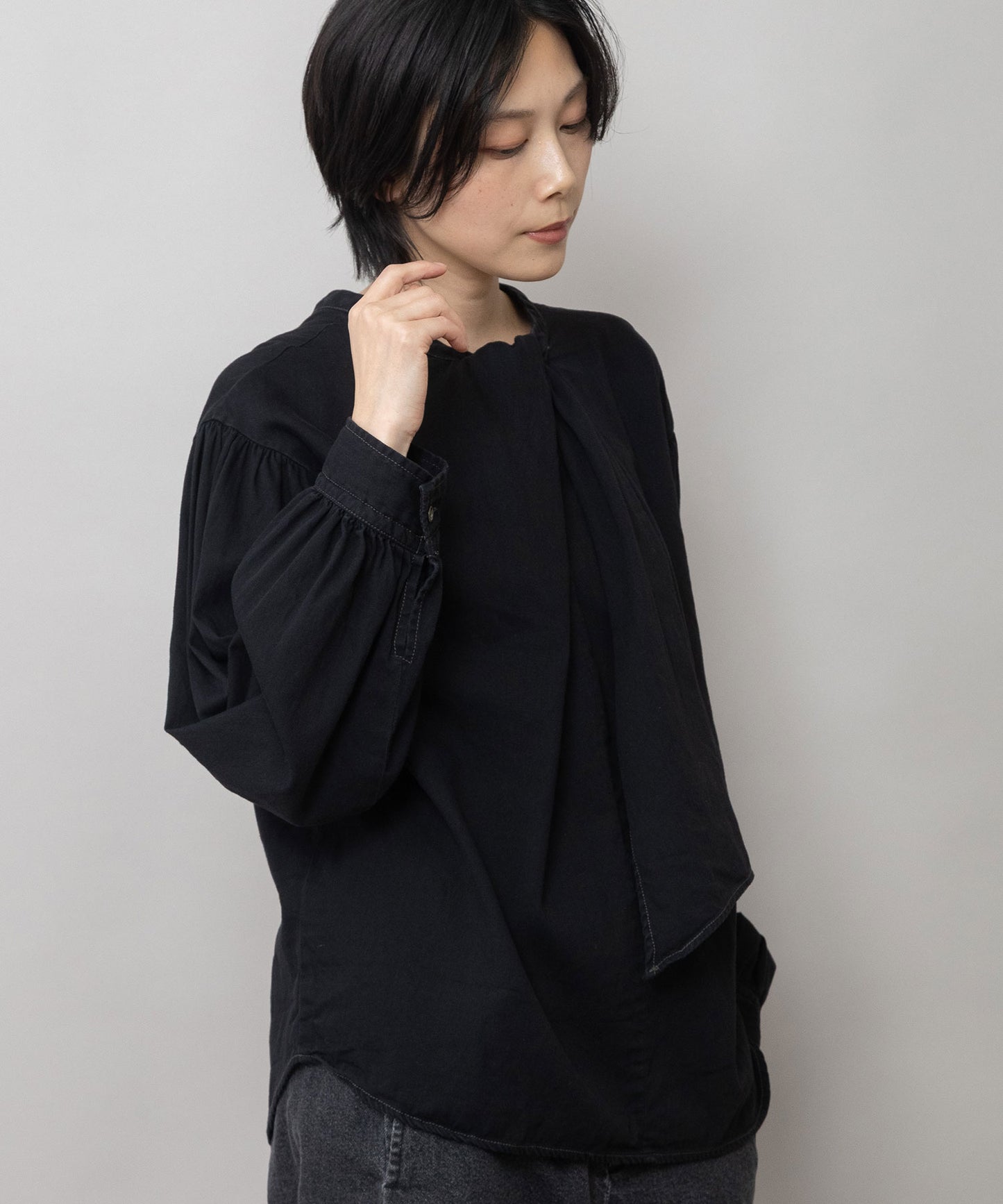 5.5ozデニム 2wayブラウス