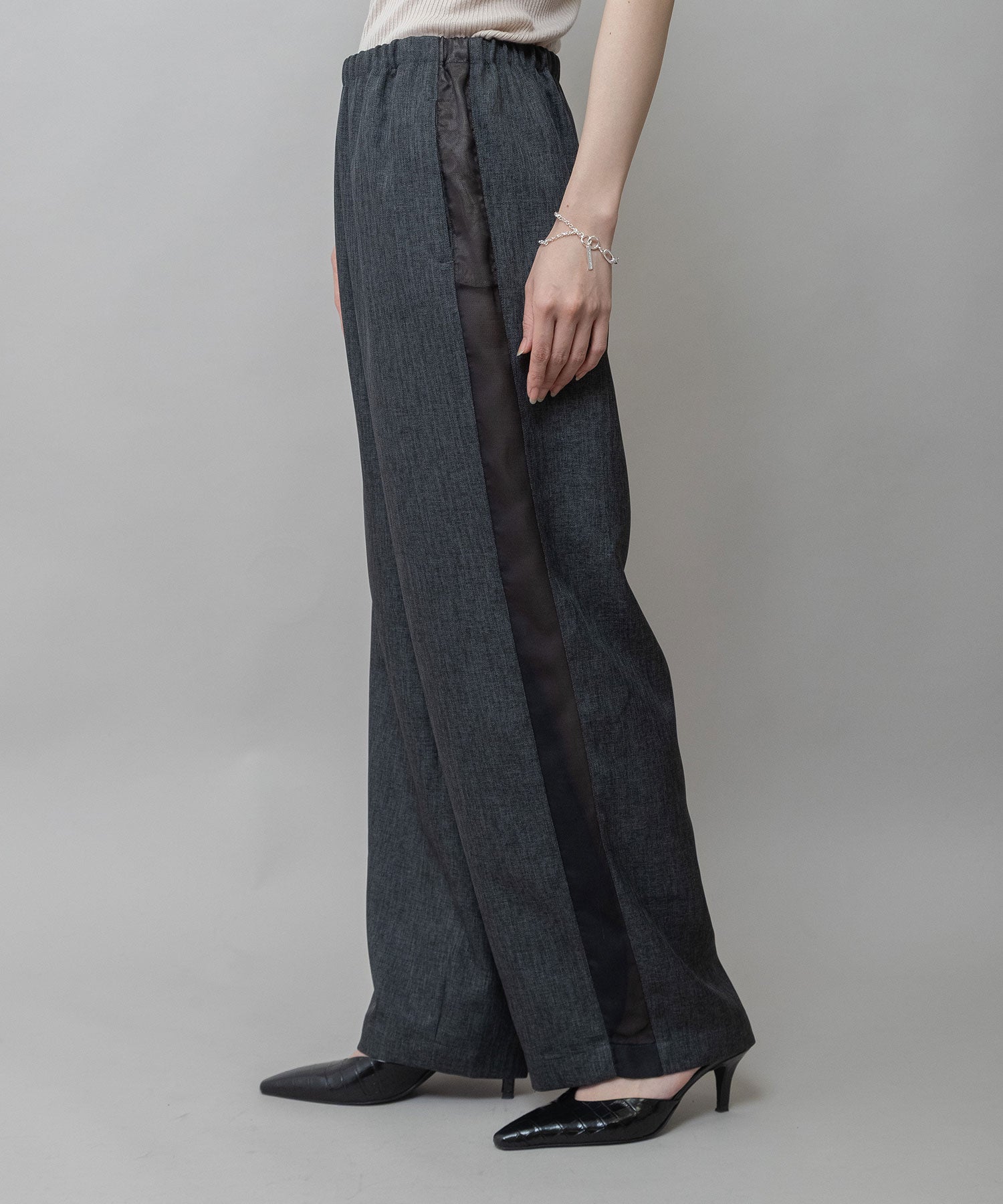 ウォッシャブル】【防シワ】ツイード調ツイル×メッシュサイド