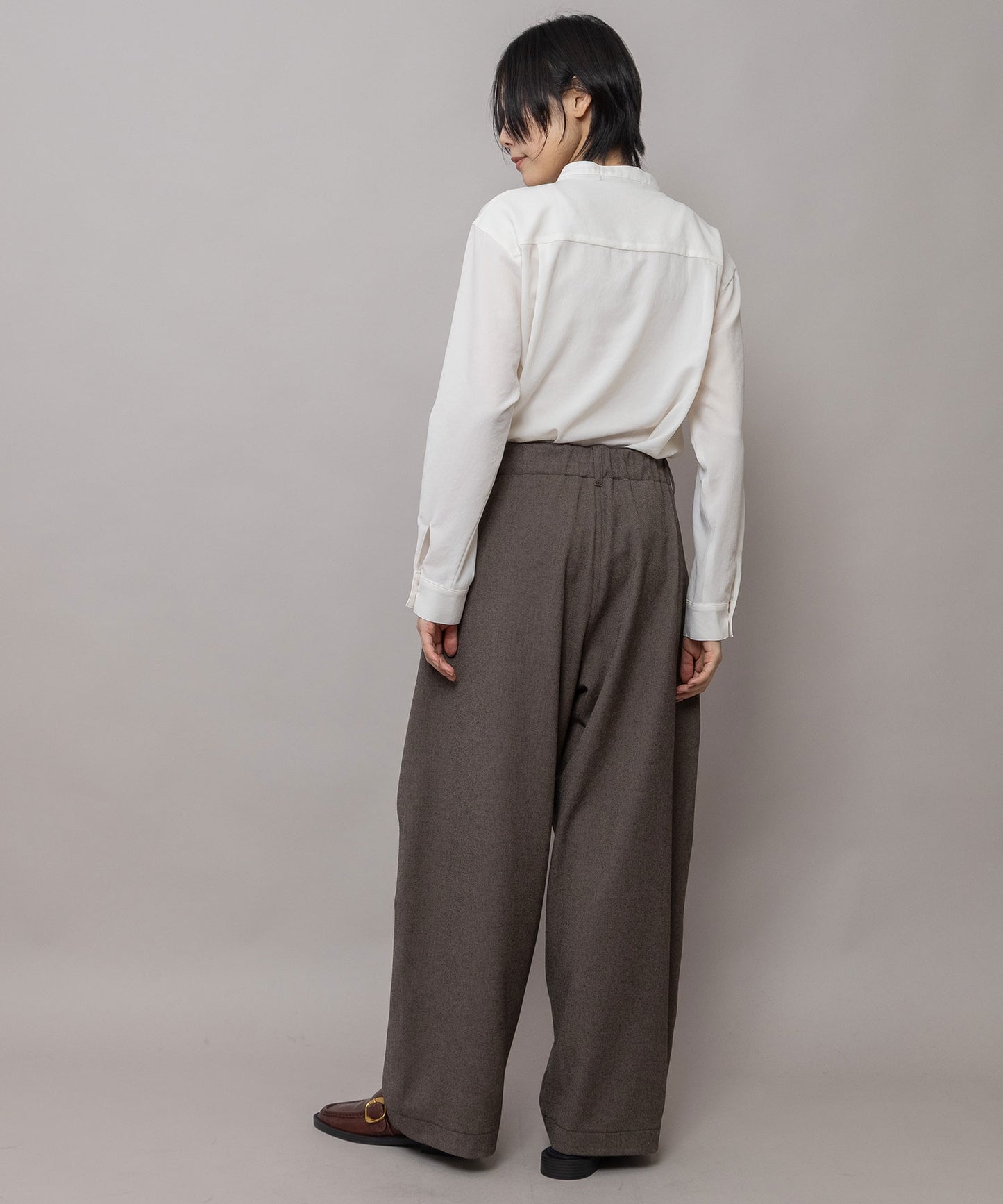 スポンジフランネル タックバレルパンツ