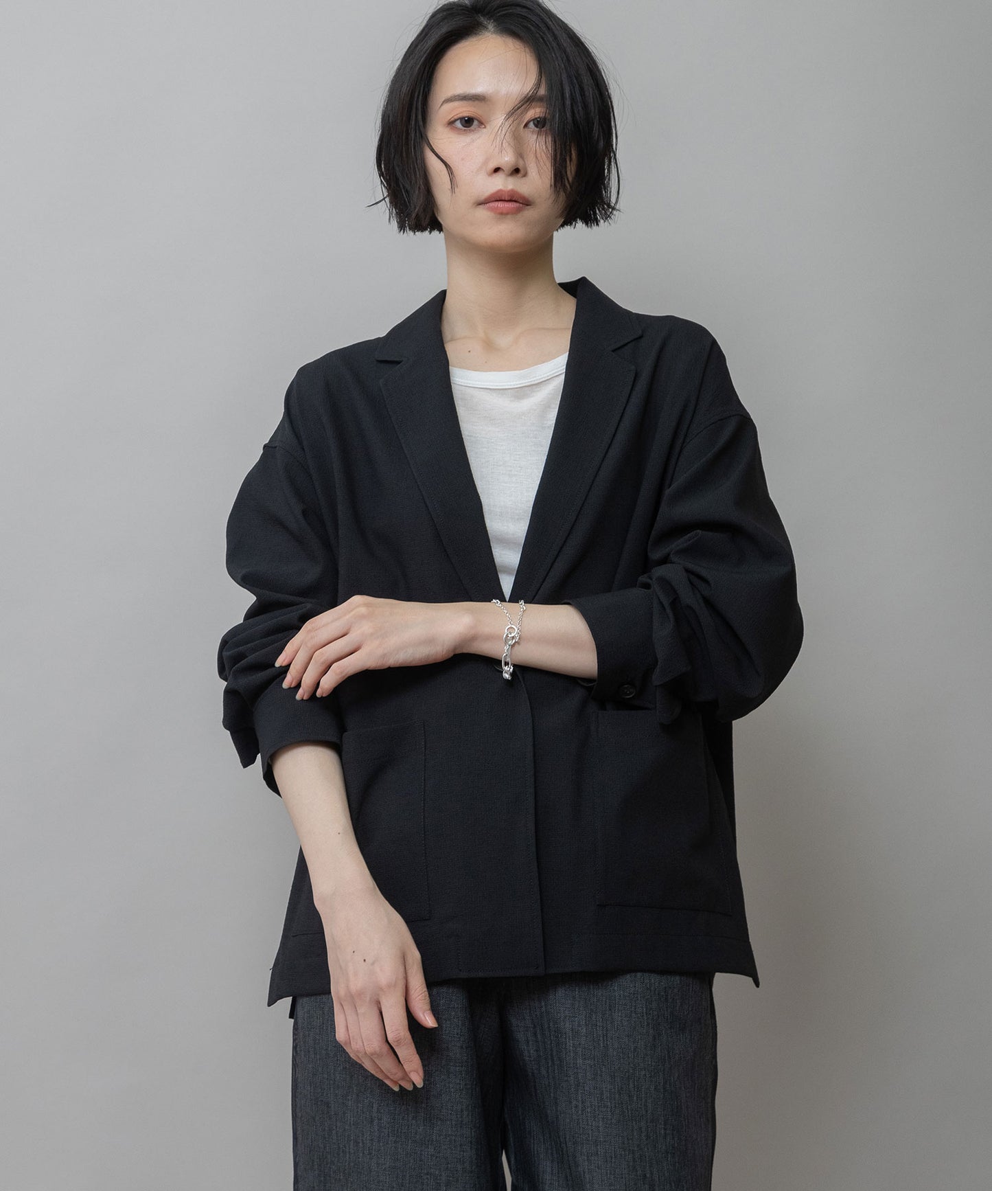 【UVカット】【防シワ】【ウォッシャブル】ストレッチサップジャケット