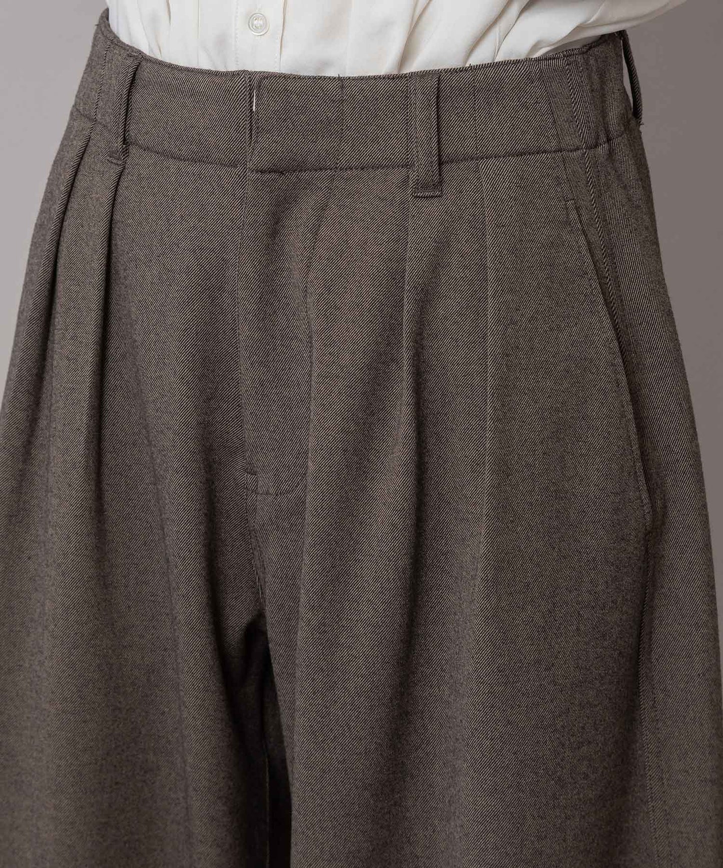 スポンジフランネル タックバレルパンツ