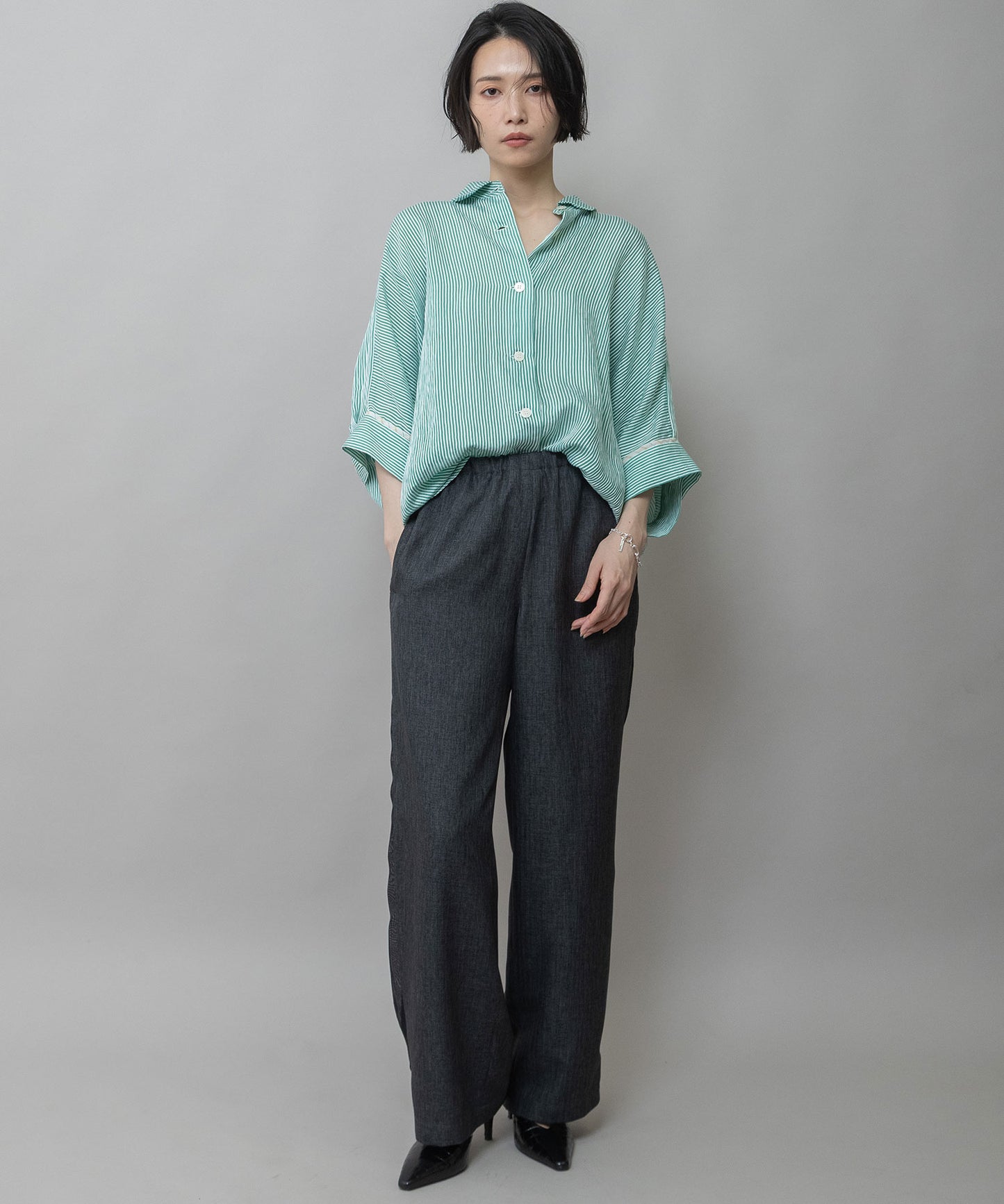 【Turkey】 ストライプハーフスリーブシャツ