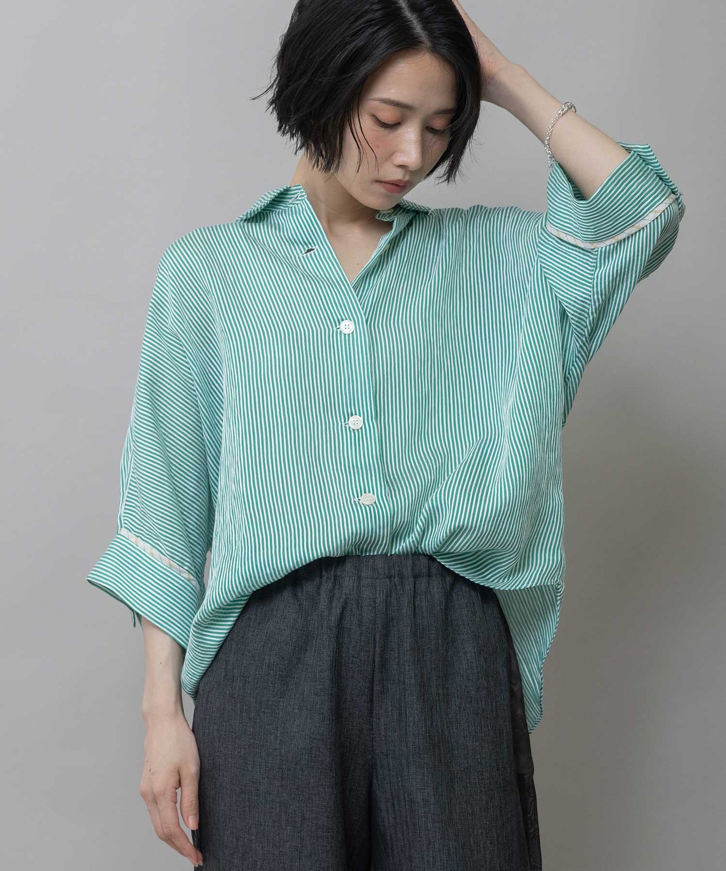 【Turkey】 ストライプハーフスリーブシャツ