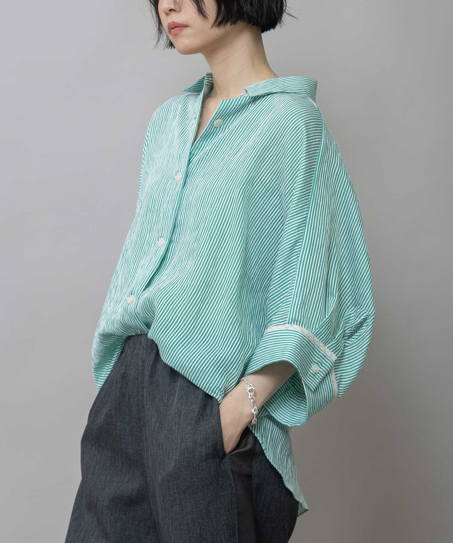 【Turkey】 ストライプハーフスリーブシャツ