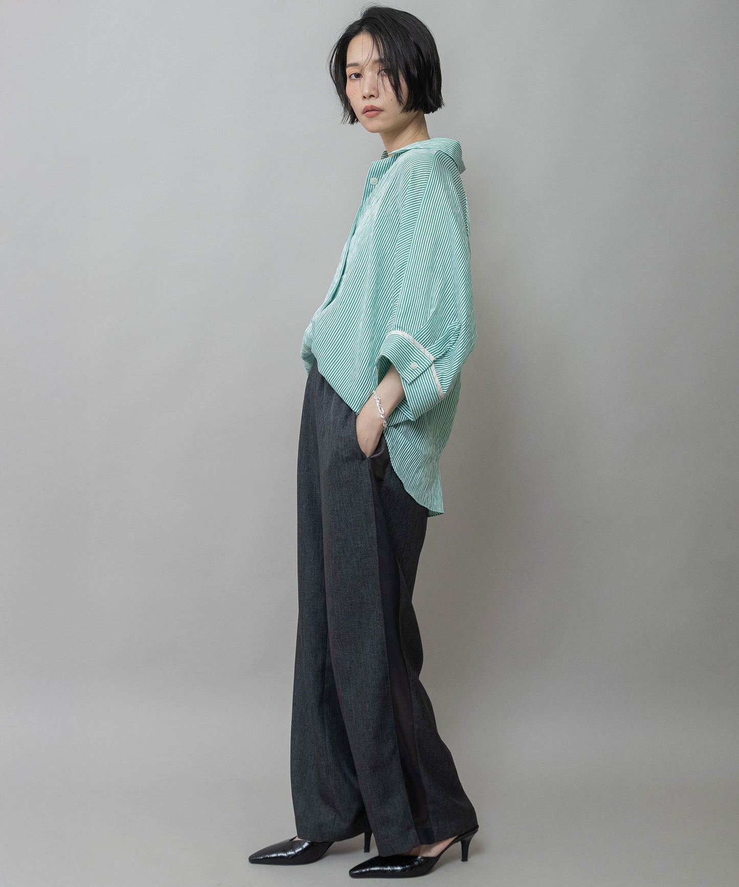 【Turkey】 ストライプハーフスリーブシャツ