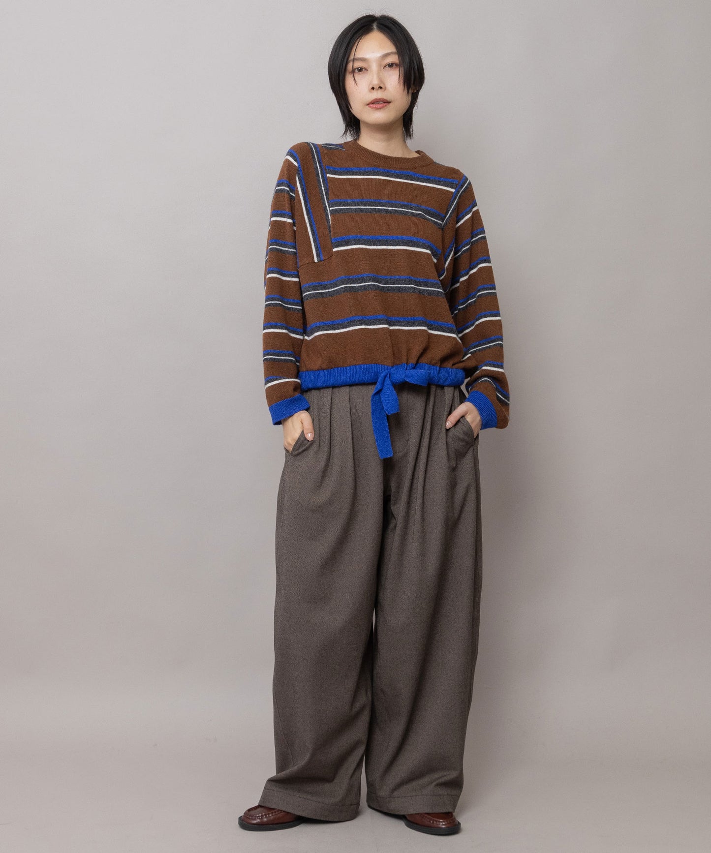 スポンジフランネル タックバレルパンツ