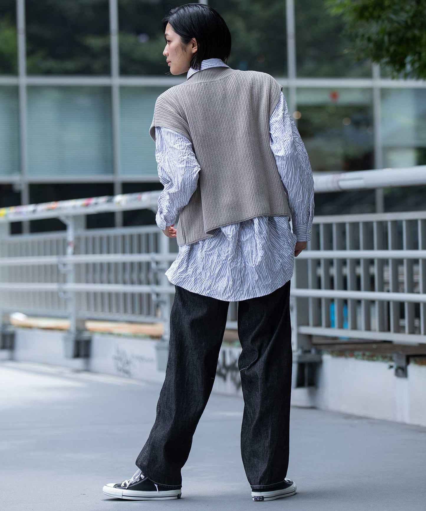 コットンリヨセルデニムバレルイージーパンツ