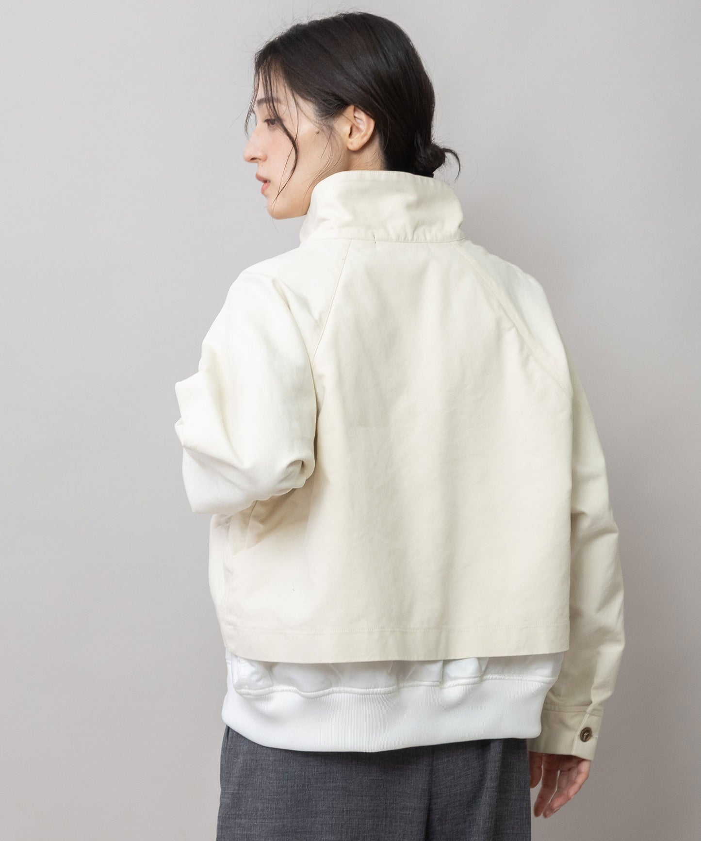 オーガニックコットン×ナイロンツイル ハリントンフライトジャケット