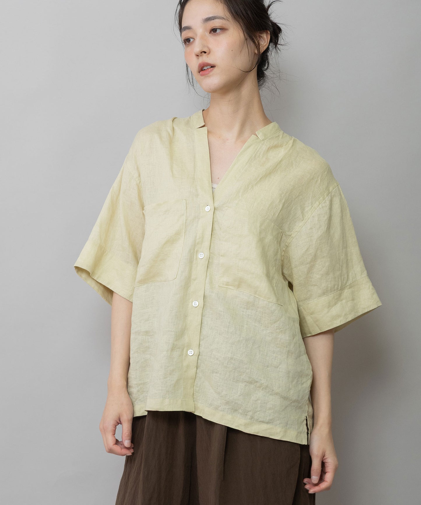 【吸水性】【発散性】60sフレンチリネンハーフスリーブシャツ
