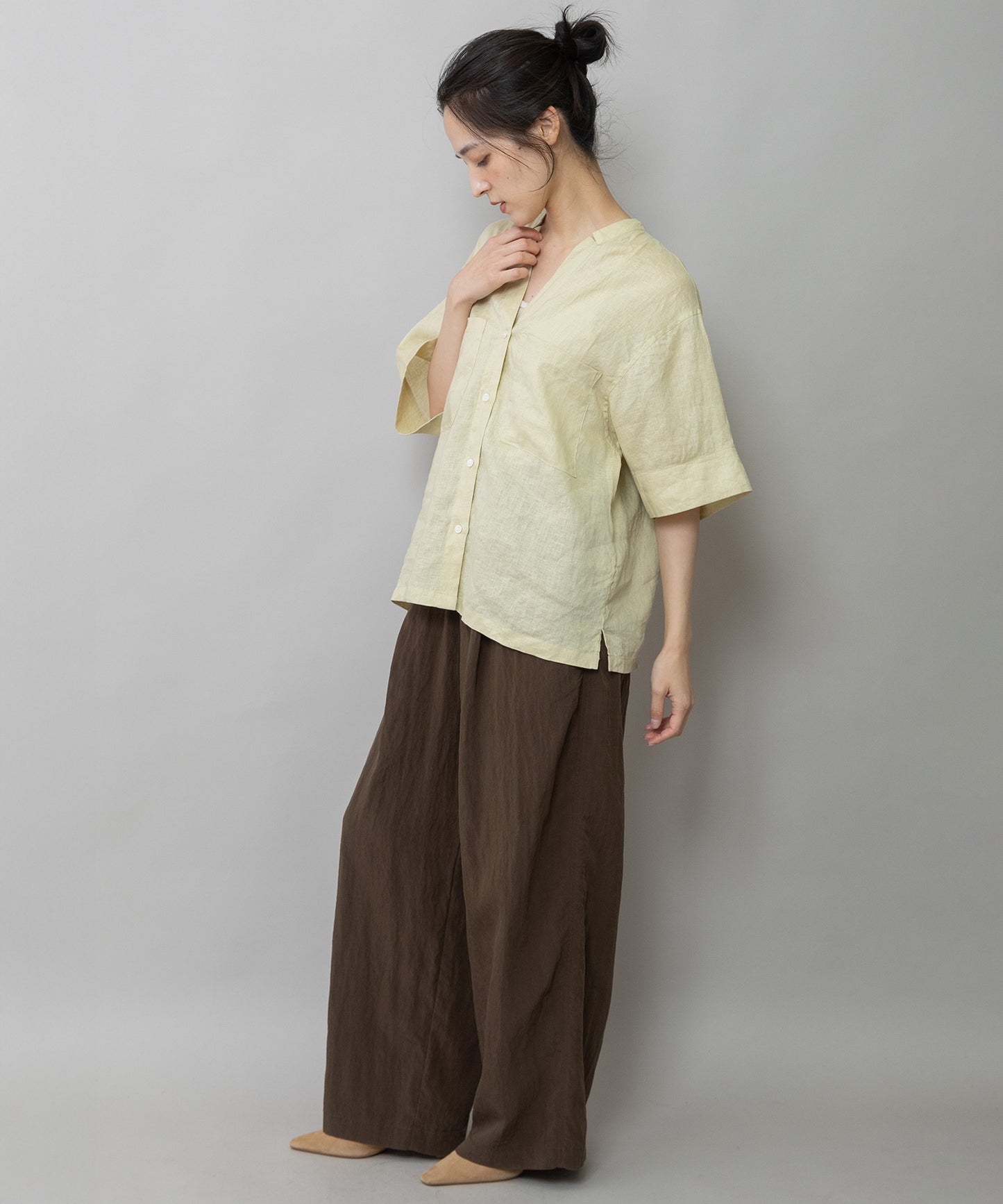 【吸水性】【発散性】60sフレンチリネンハーフスリーブシャツ