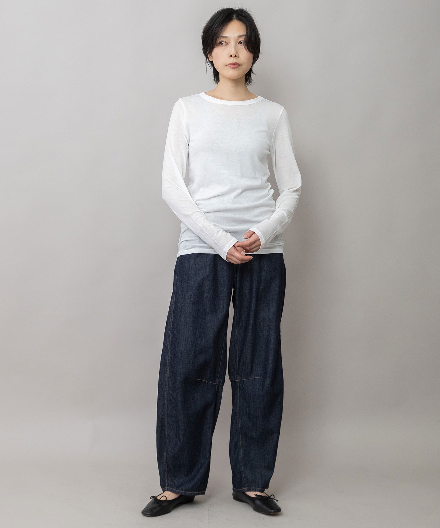 【定番】シアーストレッチリブクルーネックプルオーバー