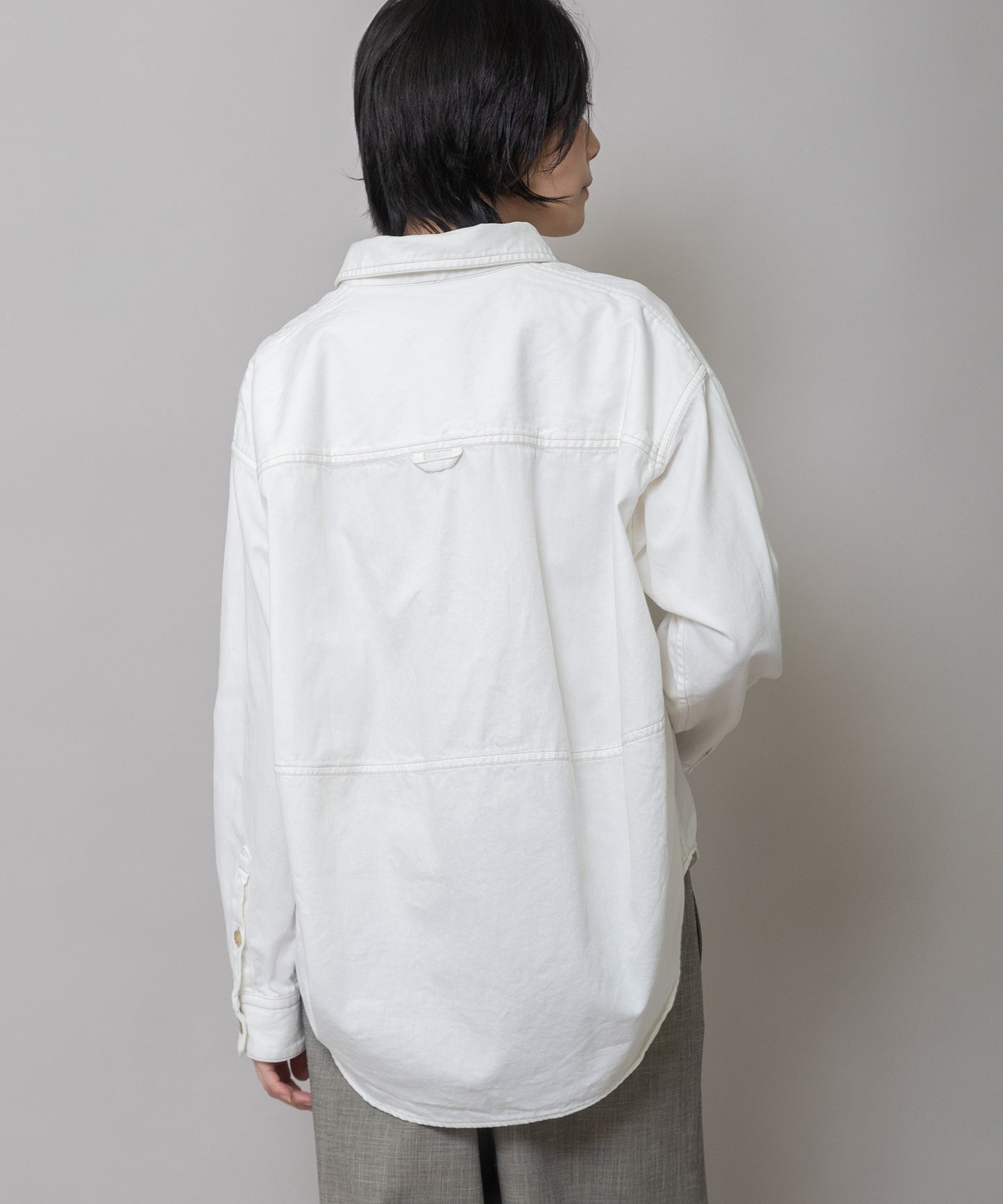 6ozスラブデニムバックコクーンシャツ