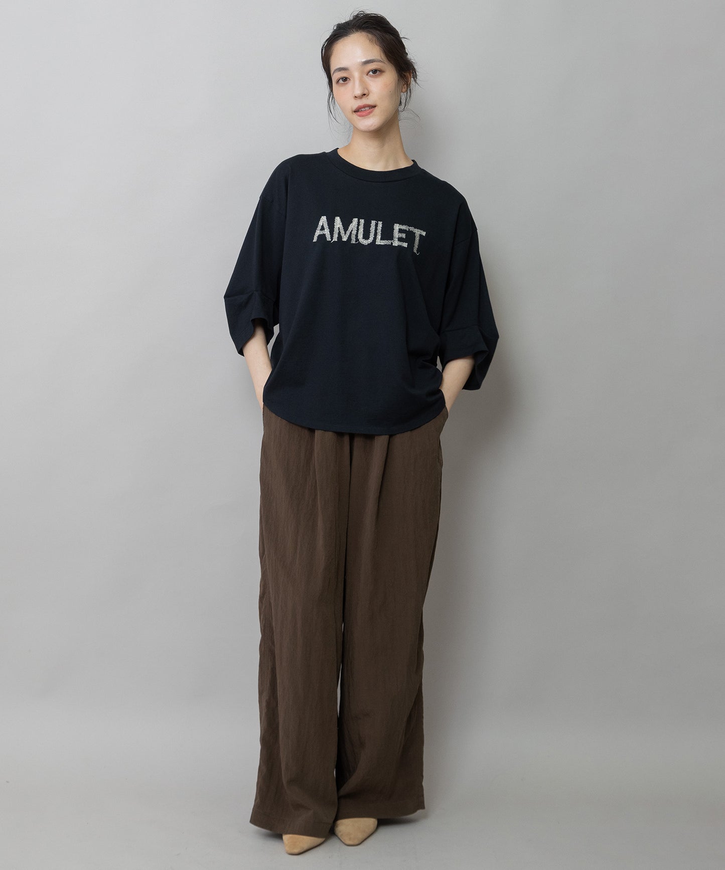 コットンジャージロゴ刺繍Tシャツ