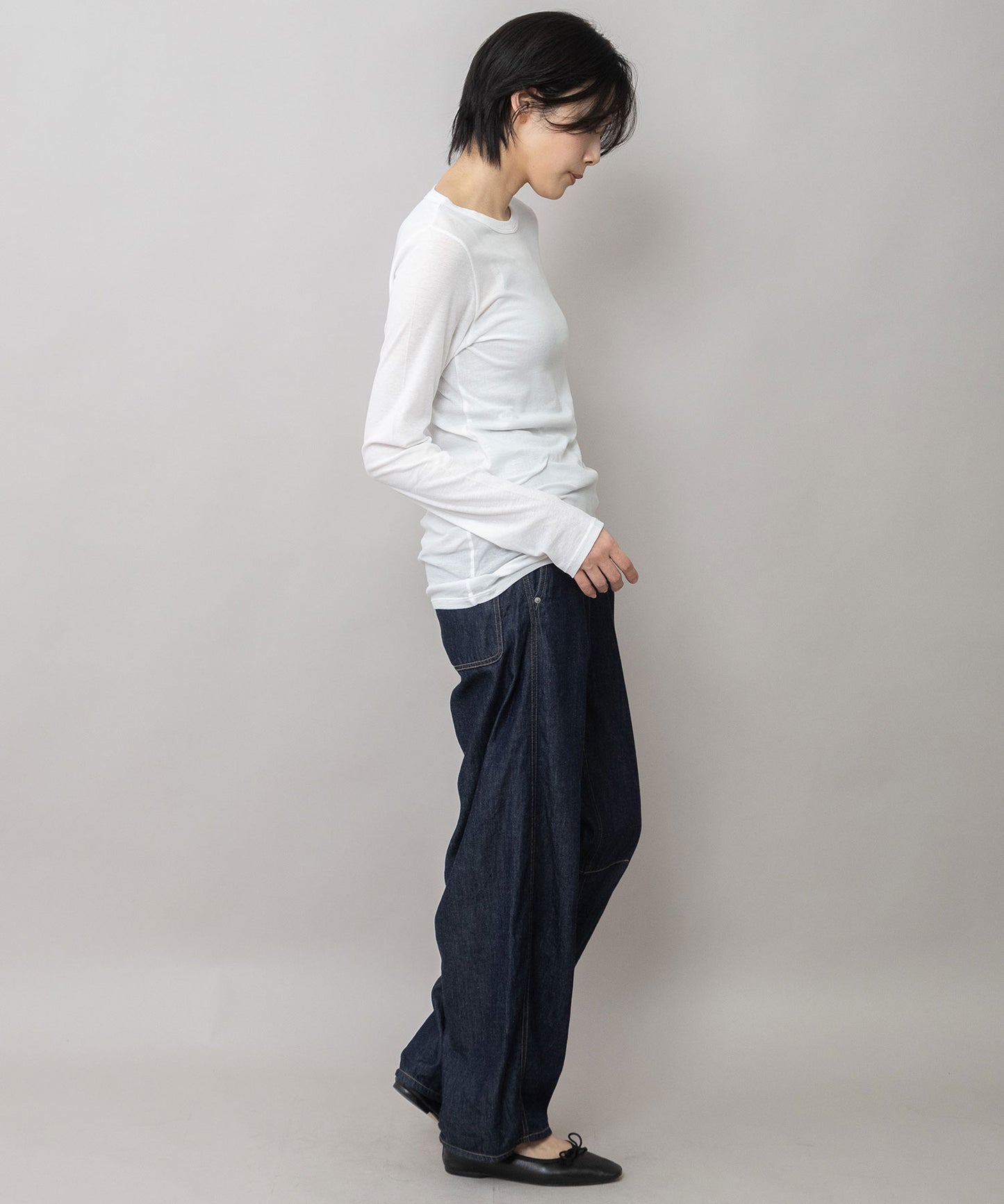 【定番】シアーストレッチリブクルーネックプルオーバー