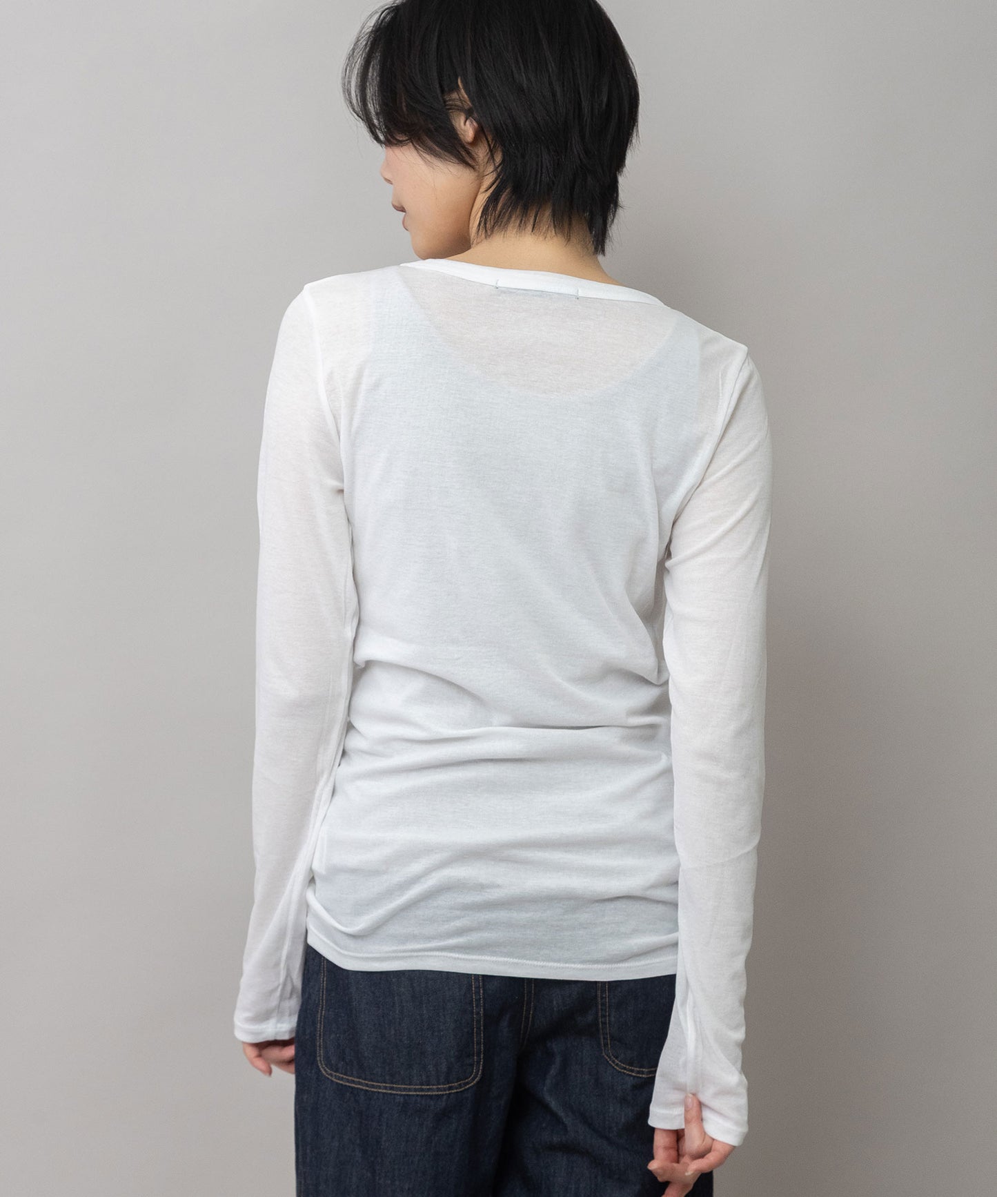 【定番】シアーストレッチリブクルーネックプルオーバー