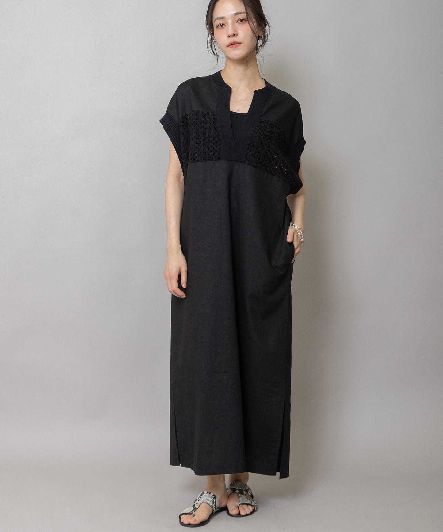 コットンリネンポプリン×ラッセルワンピース