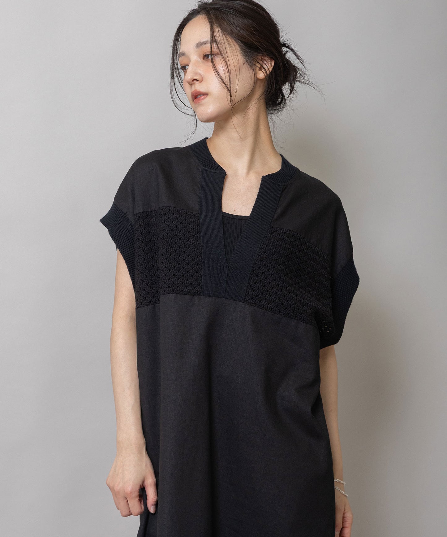 コットンリネンポプリン×ラッセルワンピース