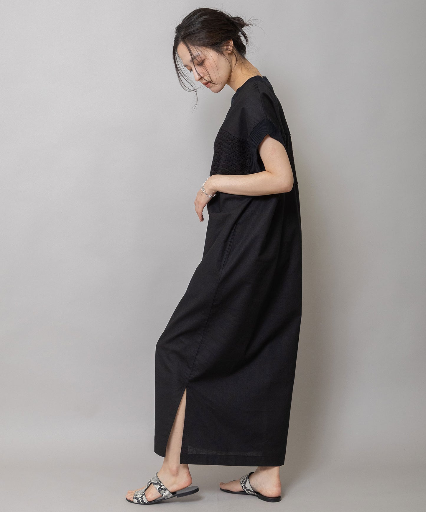 コットンリネンポプリン×ラッセルワンピース