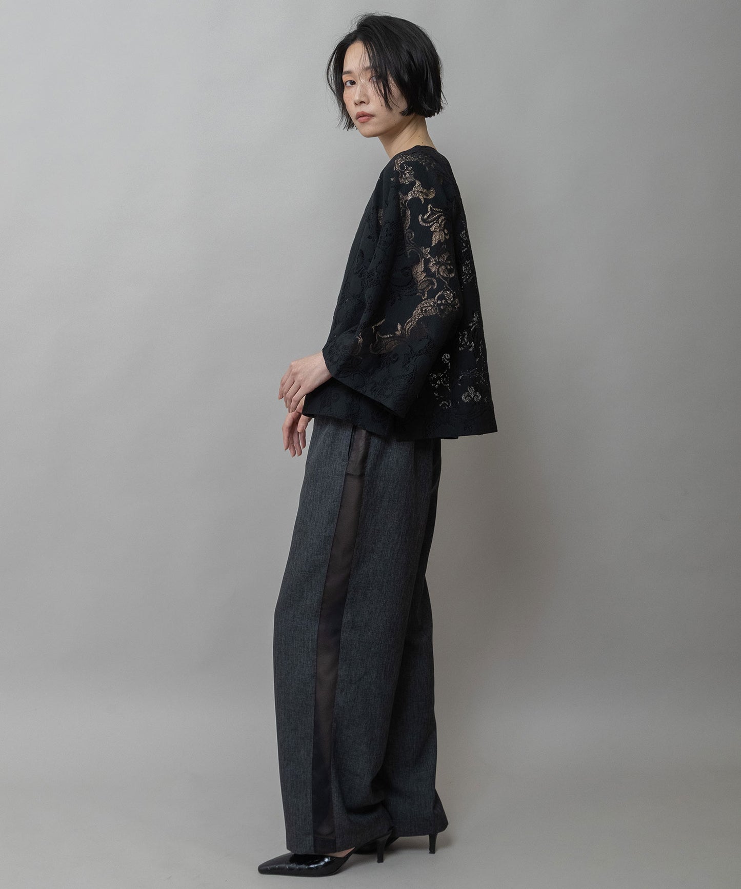 コットンポリエステルレースドッキングブラウス