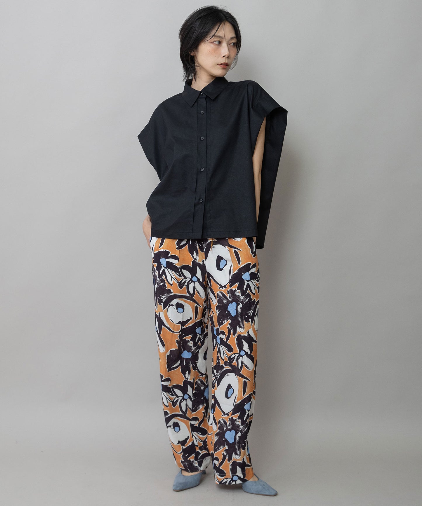 【UVカット】【接触冷感】ヘンプシャンブレータックスリーブシャツ