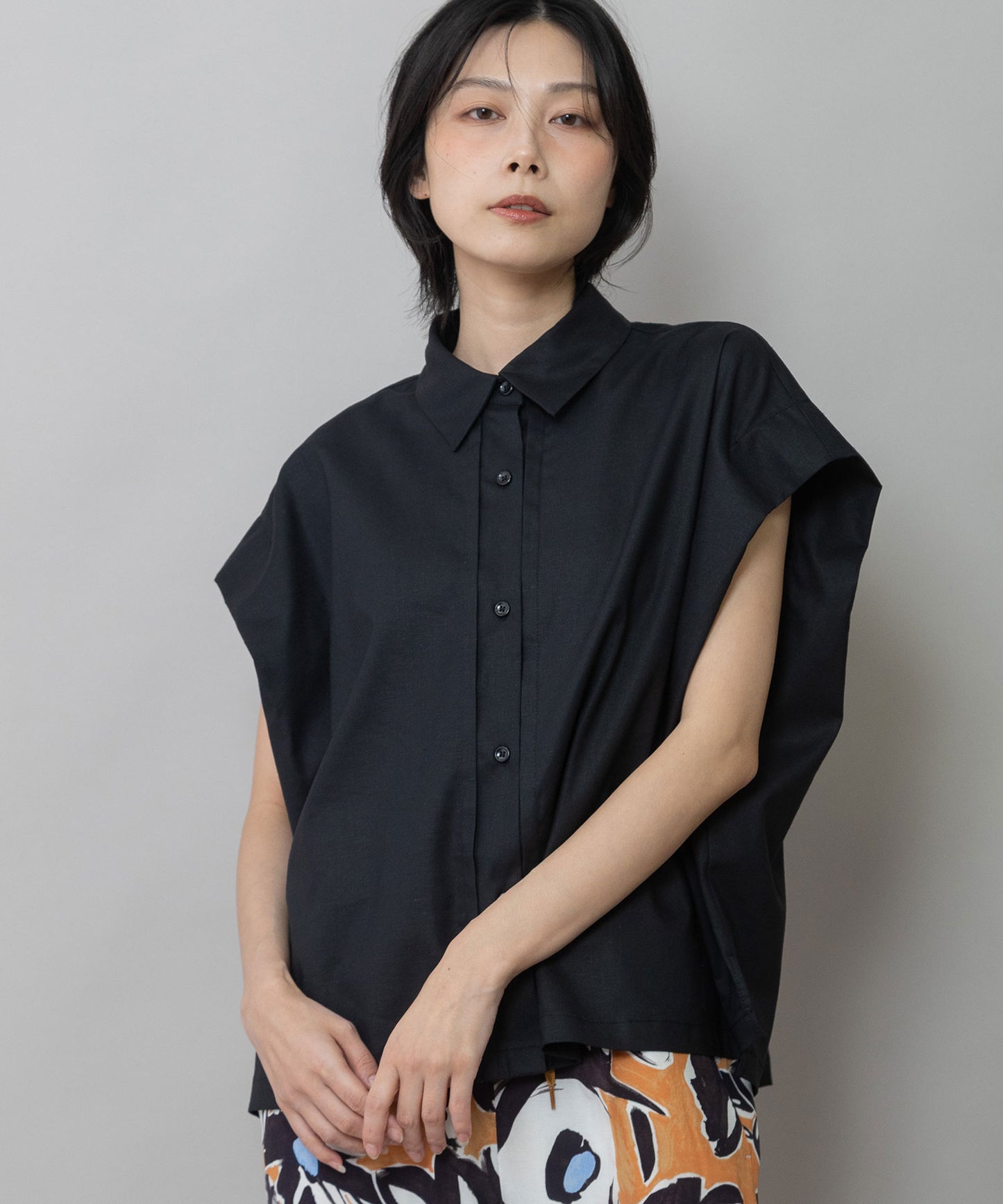 【UVカット】【接触冷感】ヘンプシャンブレータックスリーブシャツ