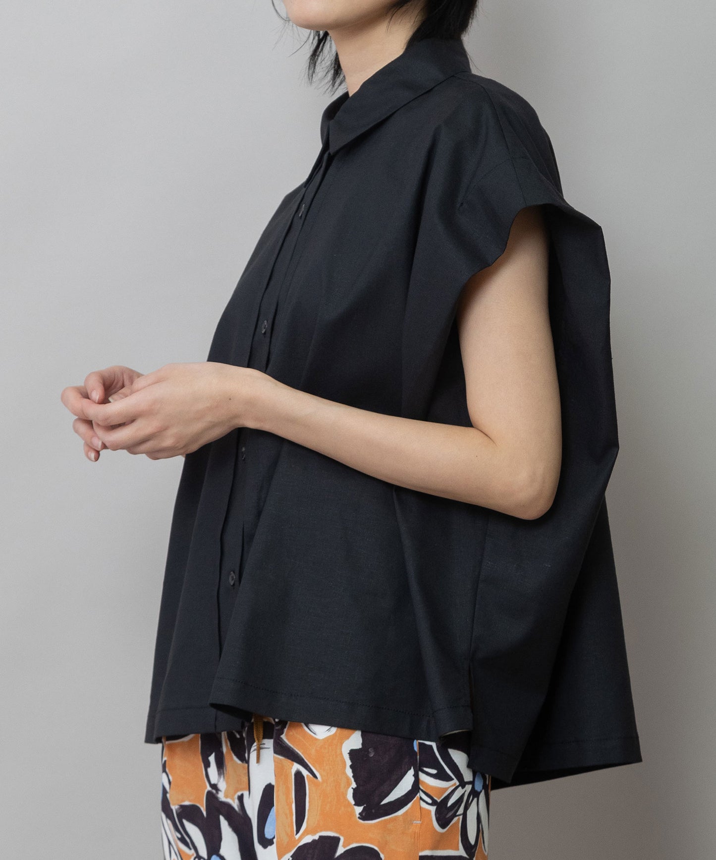 【UVカット】【接触冷感】ヘンプシャンブレータックスリーブシャツ