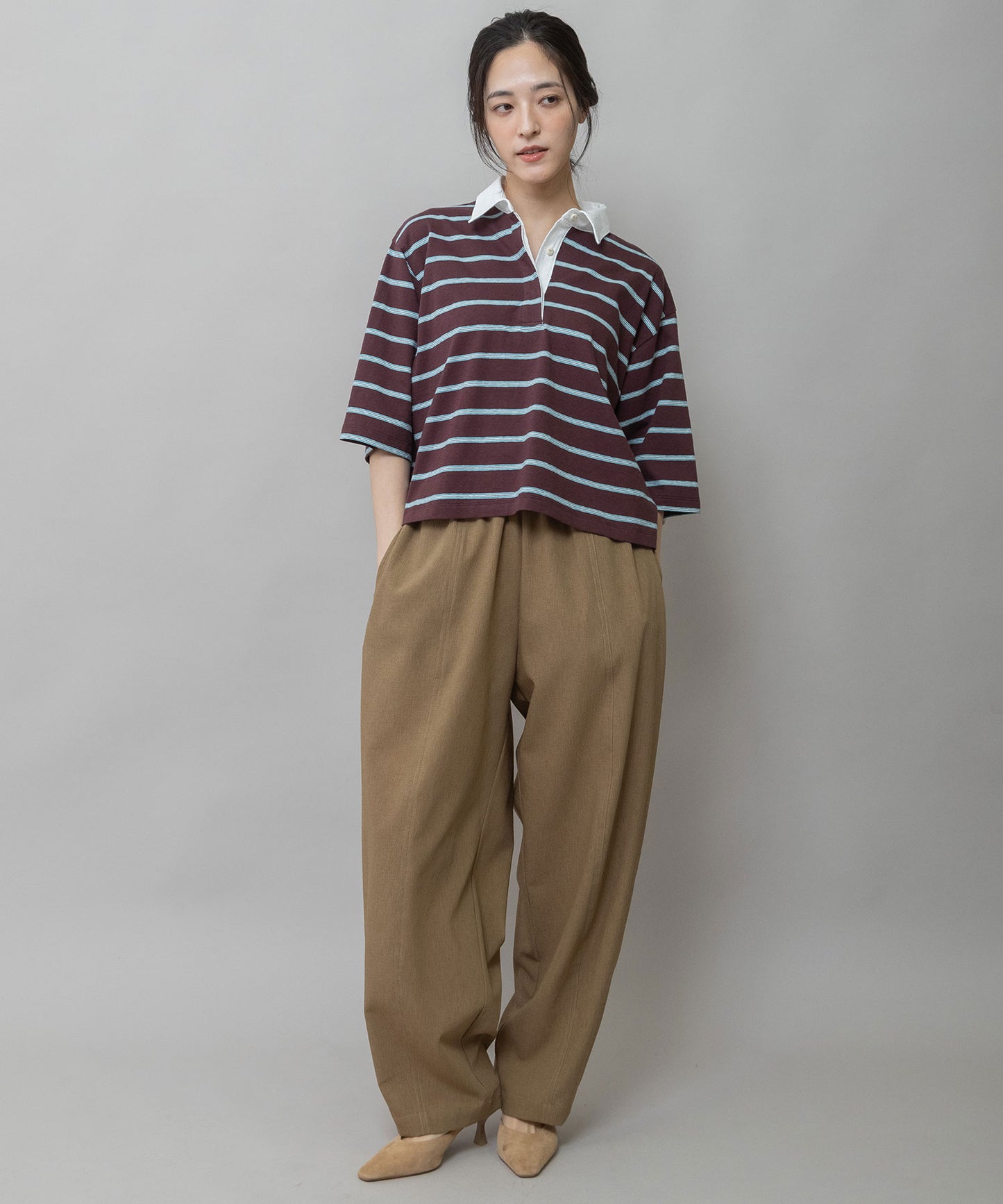 【UVカット】【防シワ】【ウォッシャブル】ストレッチサップバレルパンツ