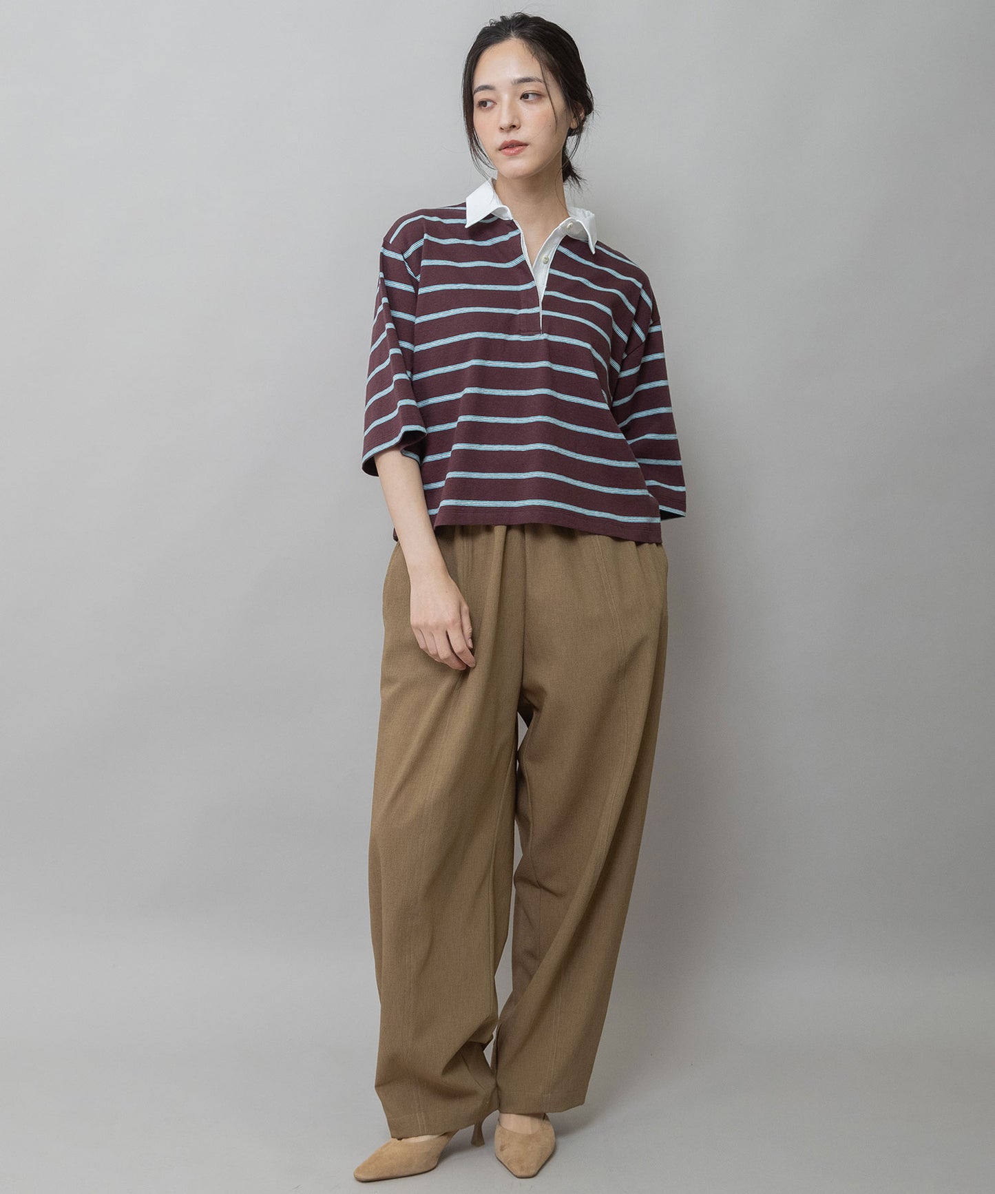 オールドコットンボーダージャージーポロシャツ