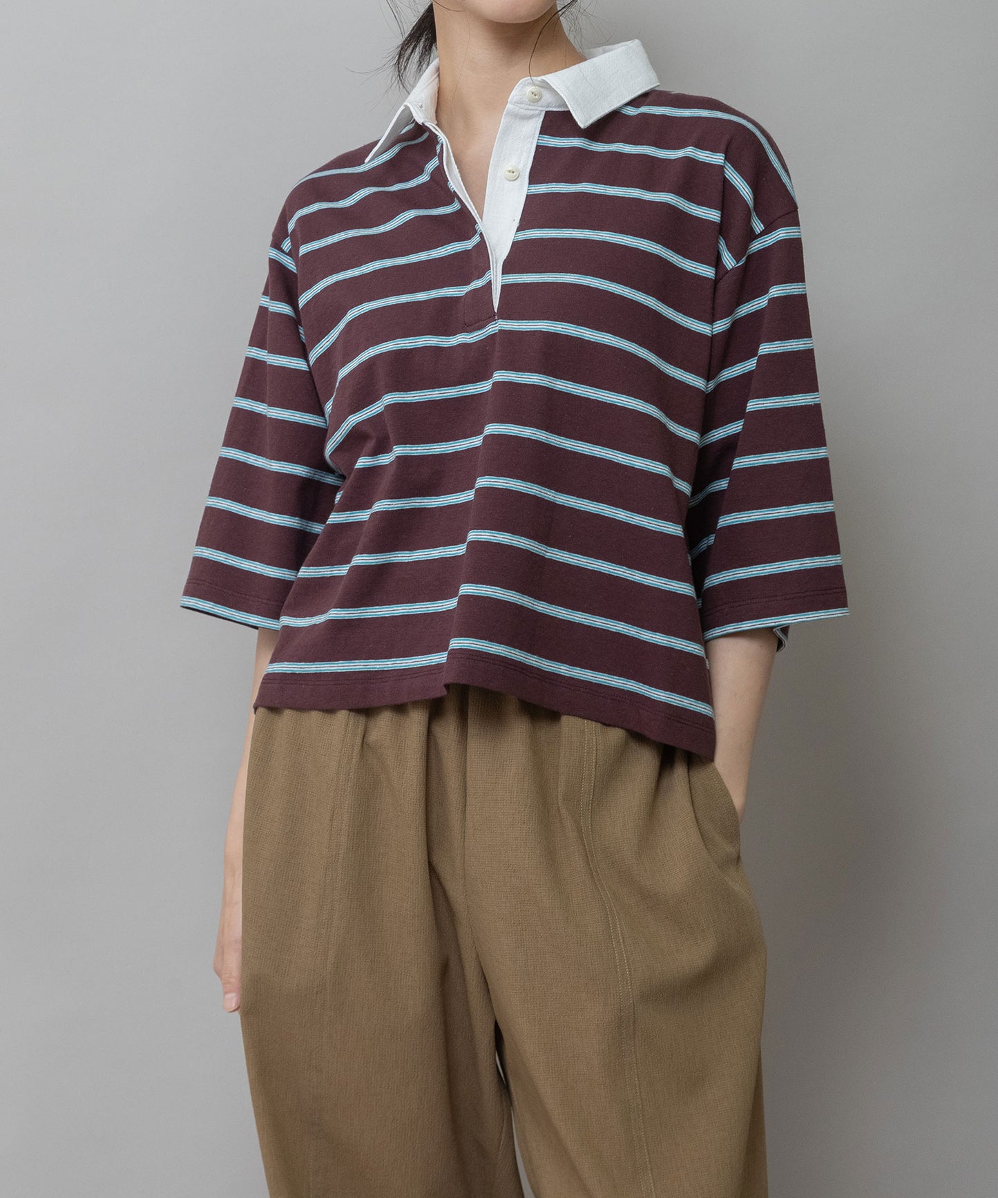 オールドコットンボーダージャージーポロシャツ