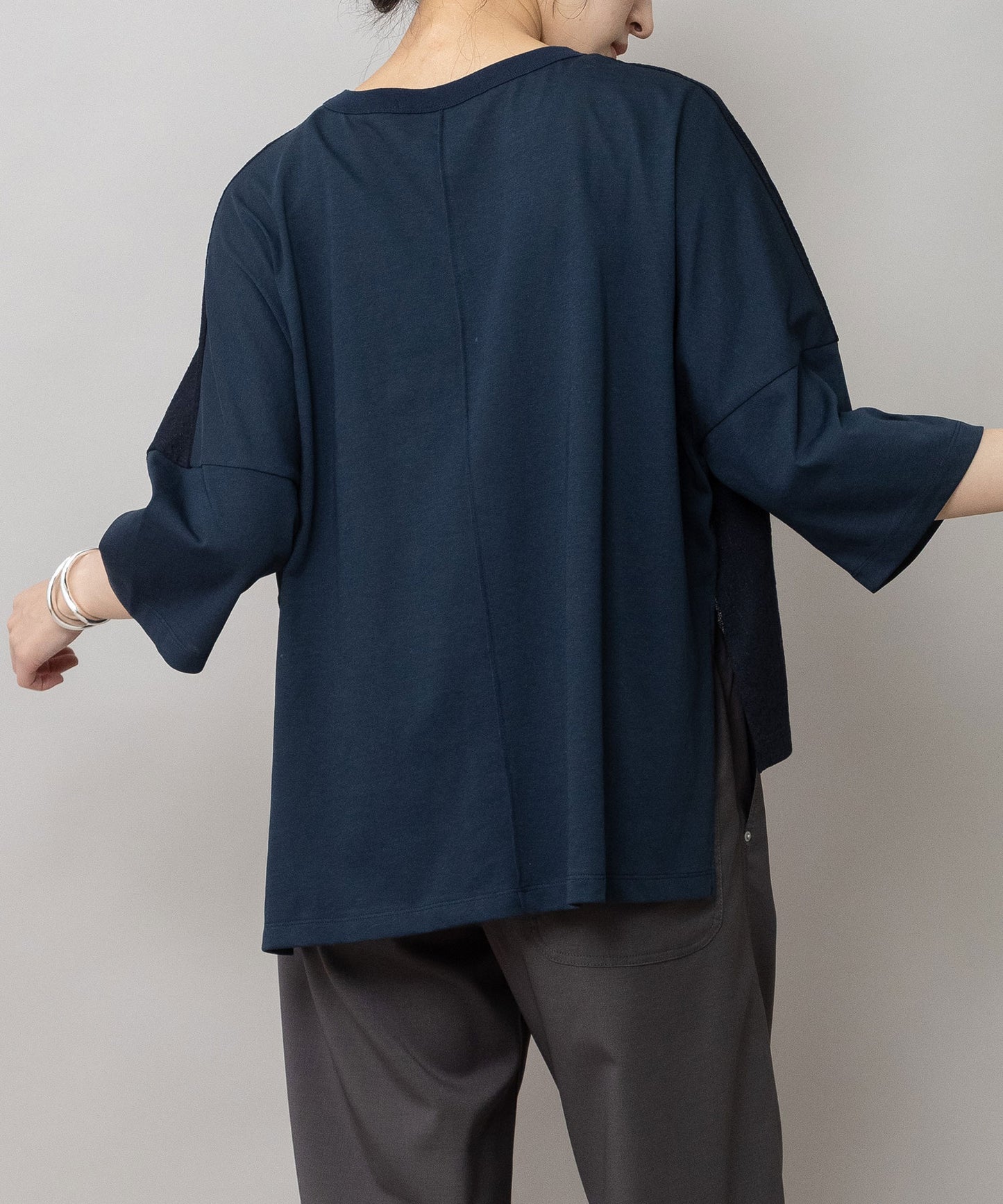 コットンレーシージャガード×ジャージ ワイドTシャツ