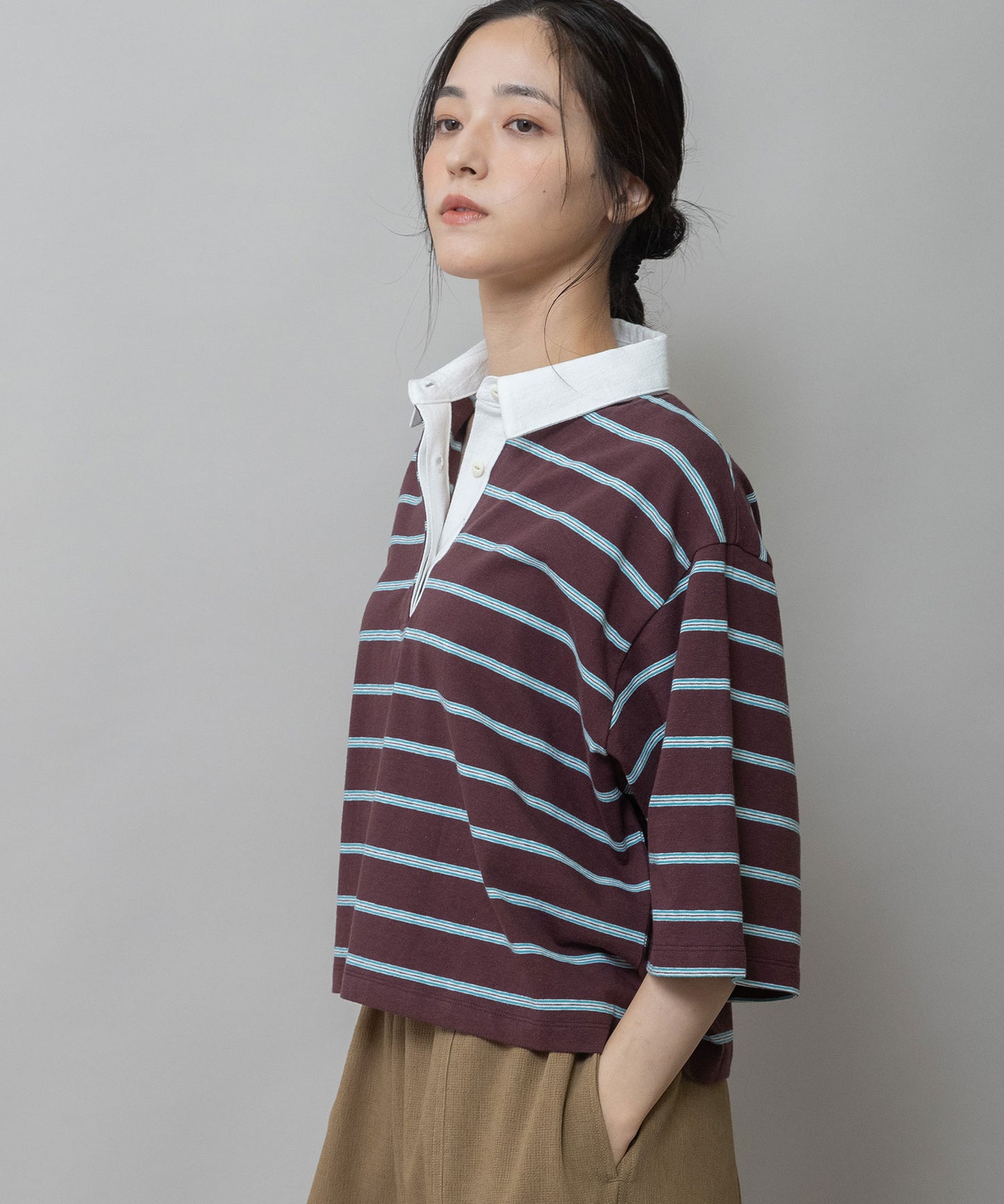 オールドコットンボーダージャージーポロシャツ