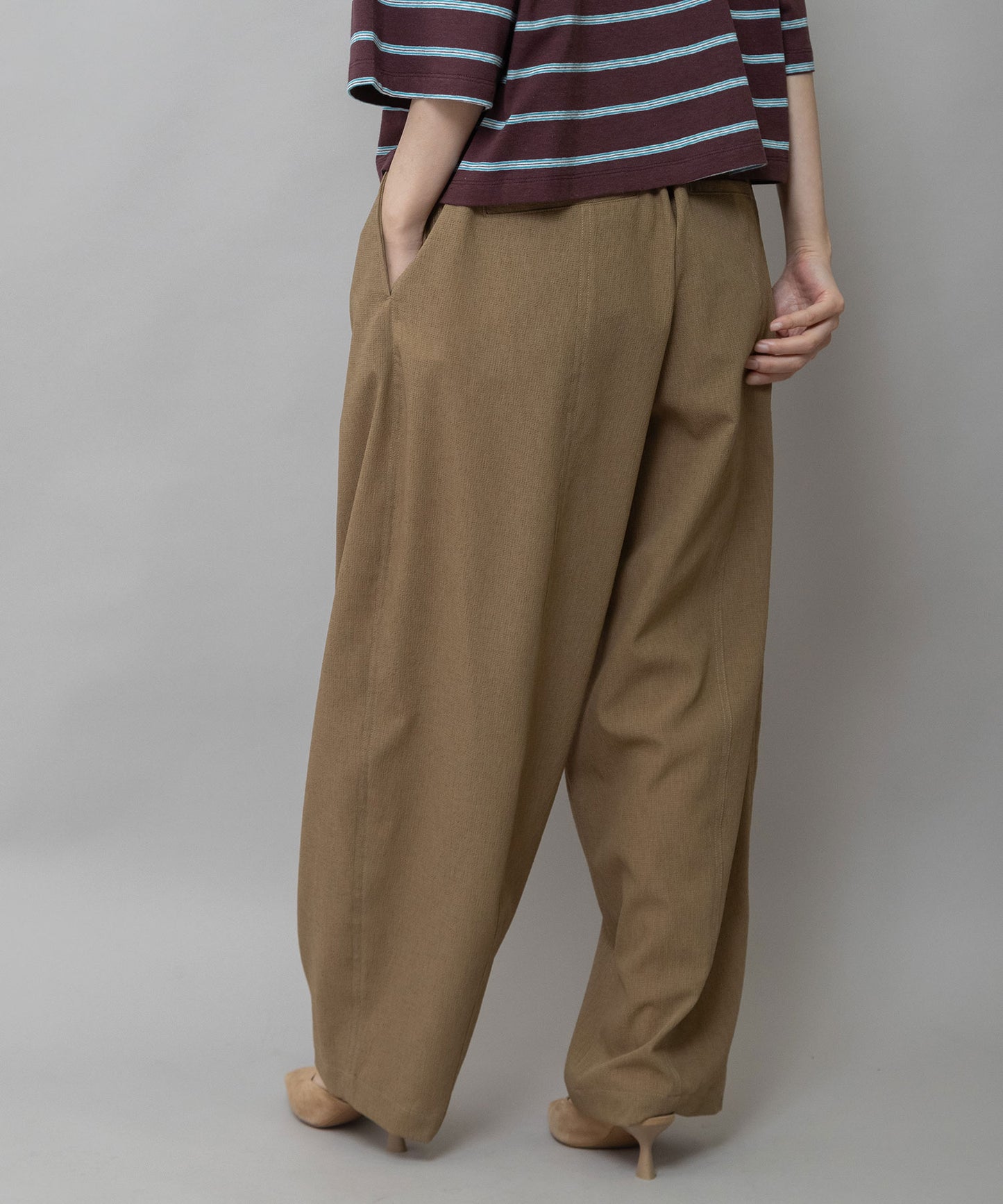 【UVカット】【防シワ】【ウォッシャブル】ストレッチサップバレルパンツ