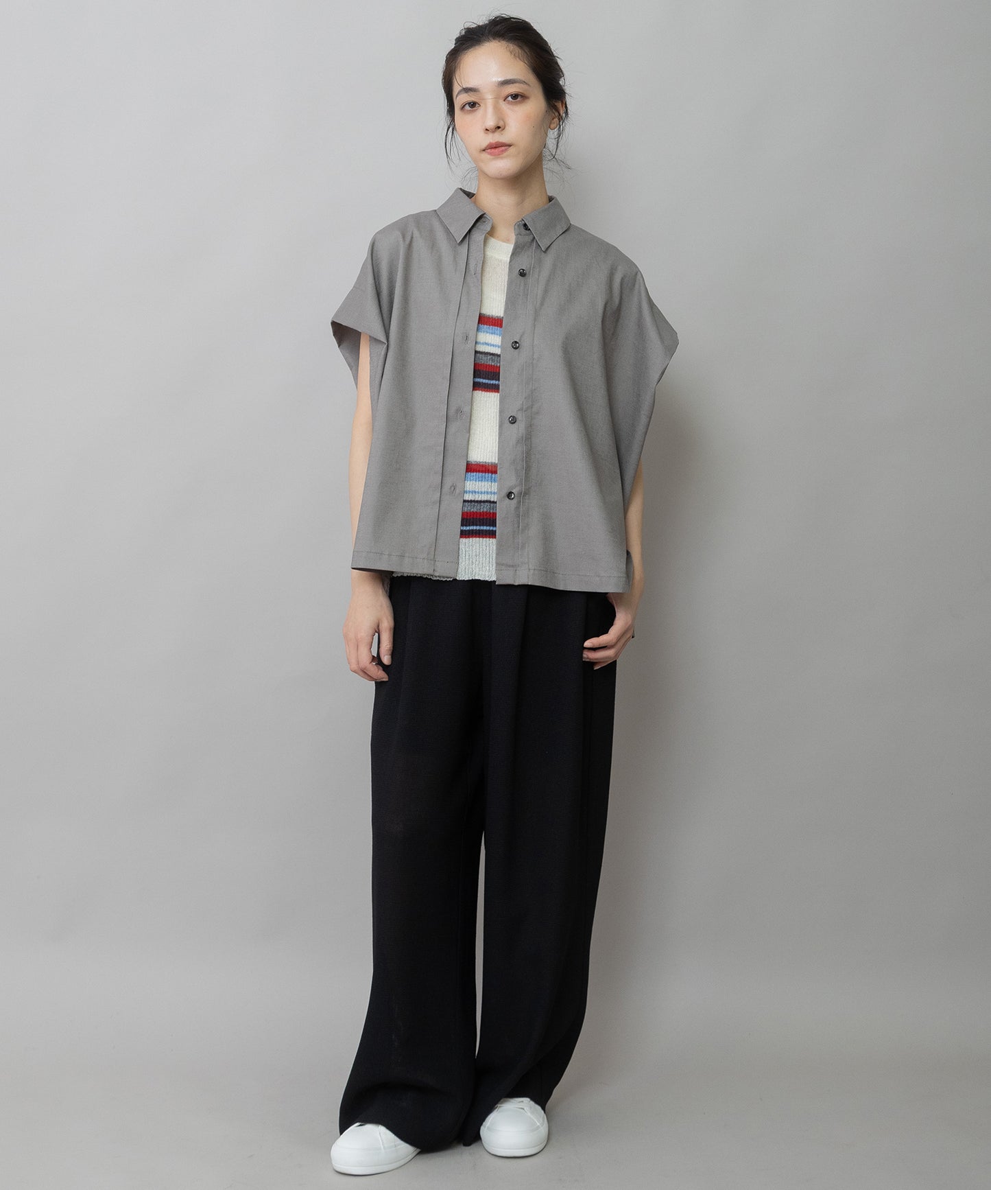 【UVカット】【接触冷感】ヘンプシャンブレータックスリーブシャツ