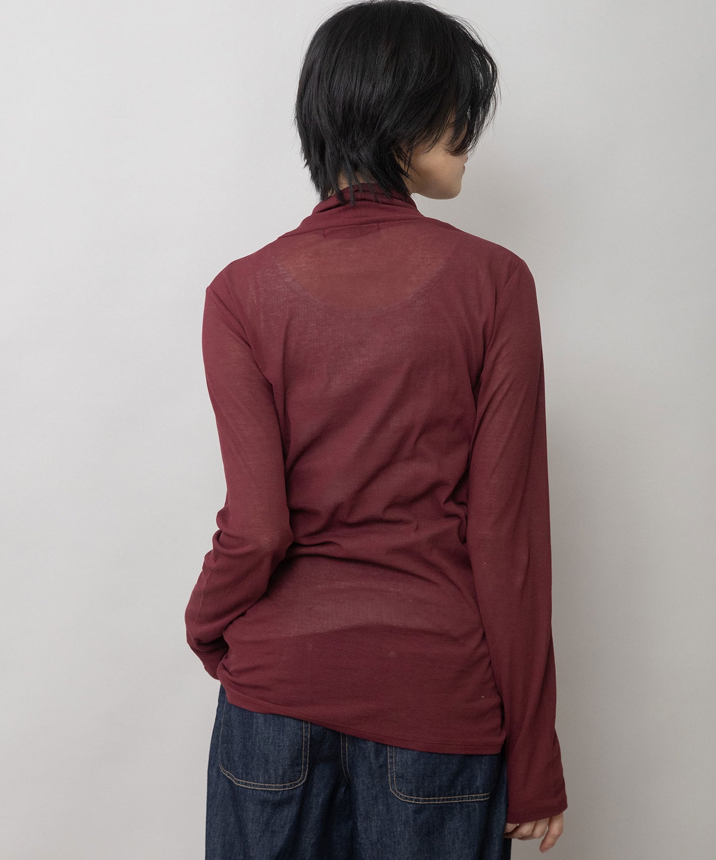 【定番】シアーストレッチリブタートルネックプルオーバー