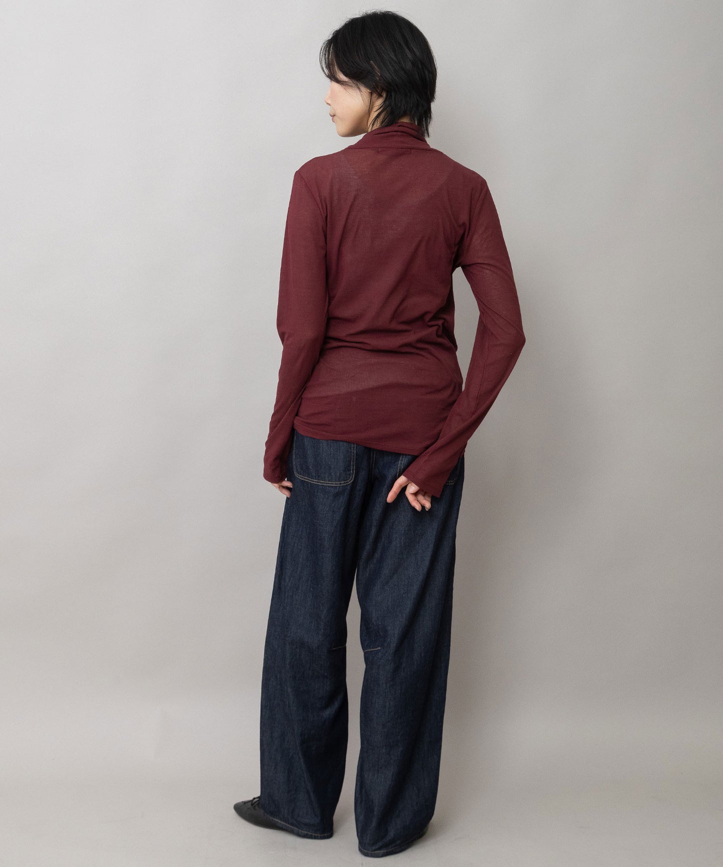 【定番】シアーストレッチリブタートルネックプルオーバー