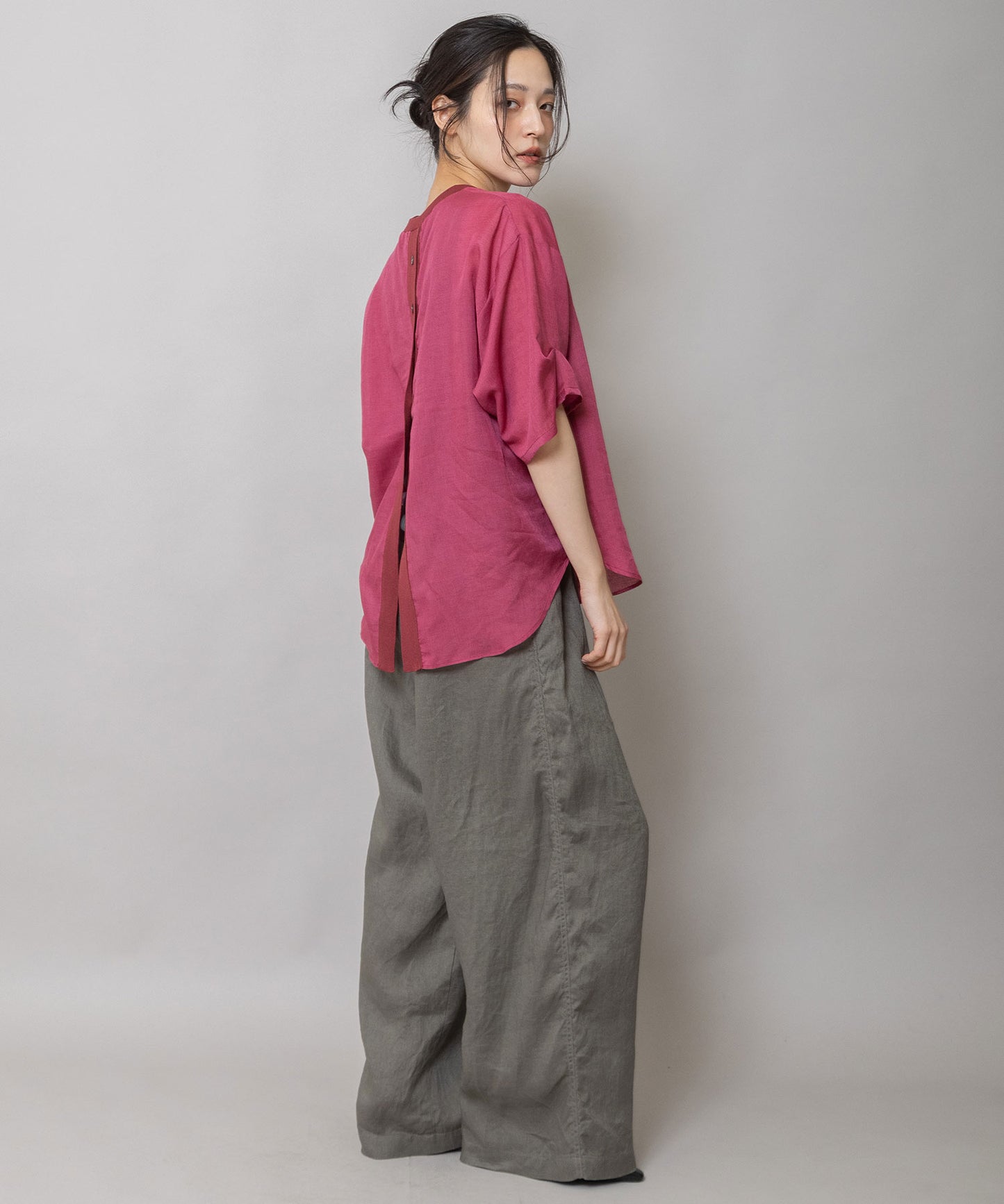40sフレンチリネンキャンバスルーズワイドパンツ