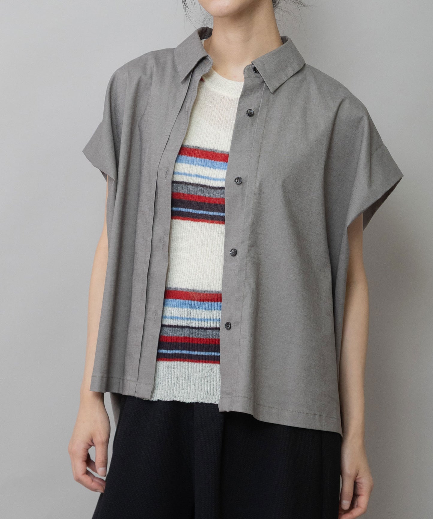 【UVカット】【接触冷感】ヘンプシャンブレータックスリーブシャツ