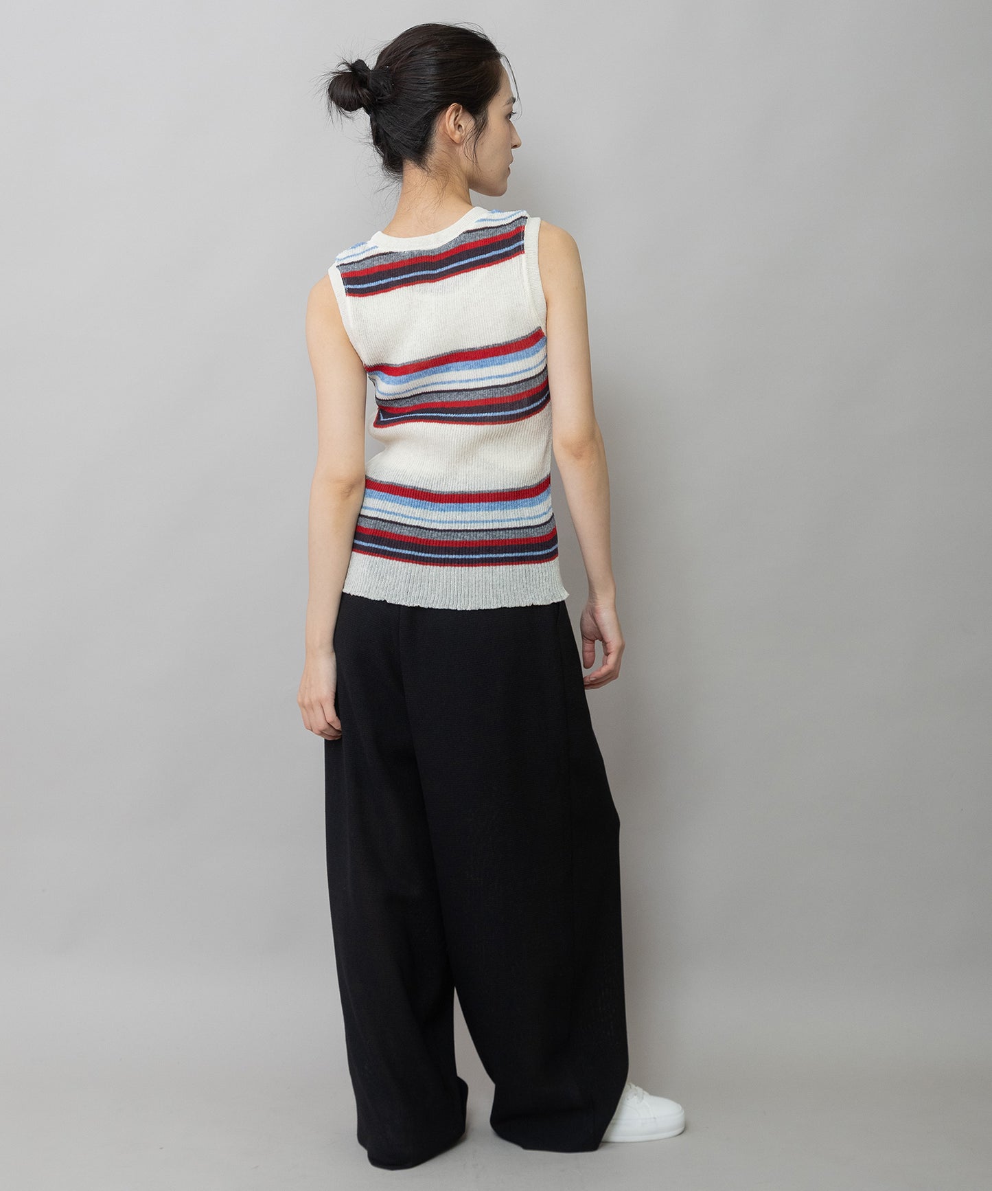 【吸水・速乾性】ポリエステルレーヨンカラミ織りワイドパンツ