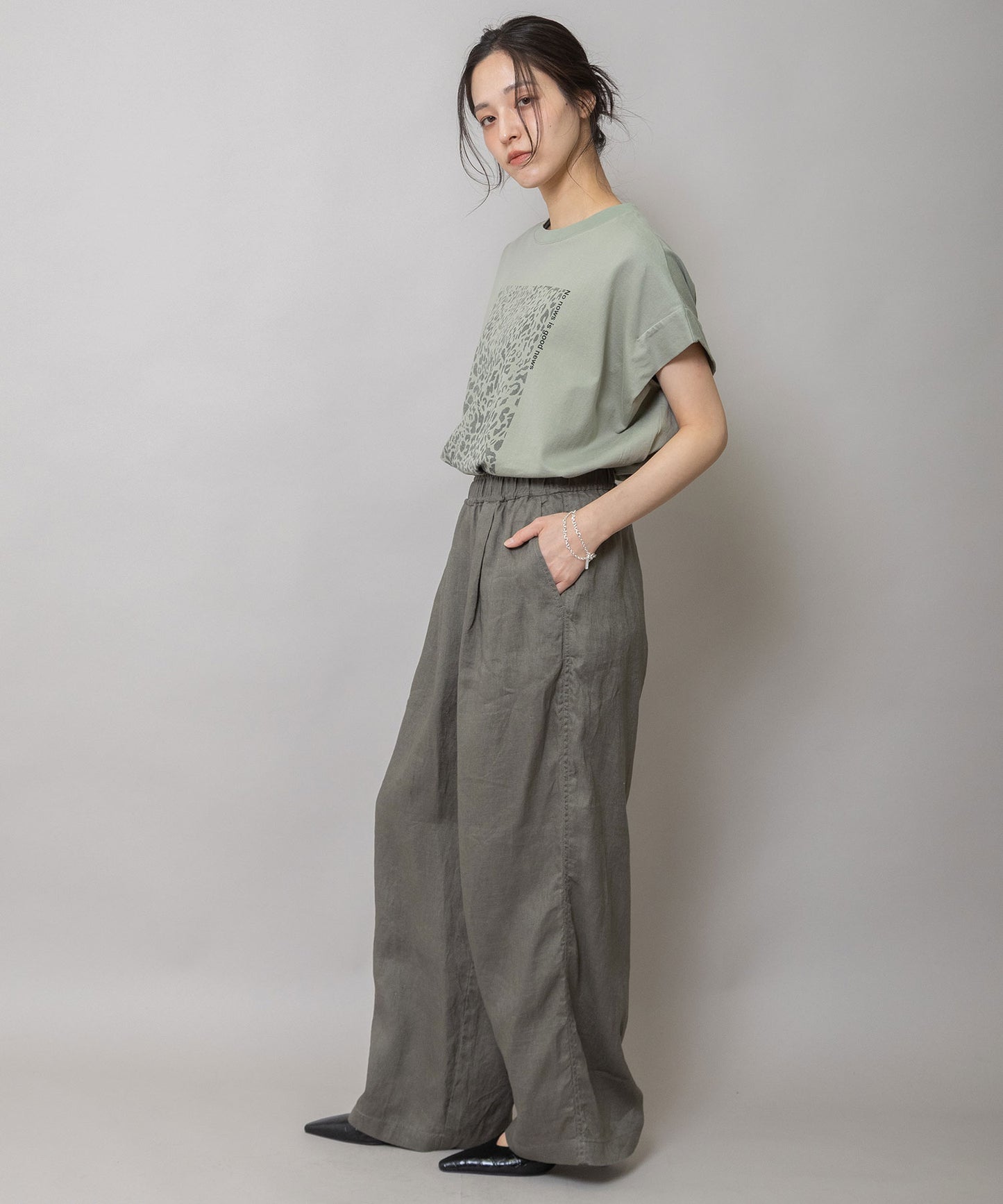 40sフレンチリネンキャンバスルーズワイドパンツ