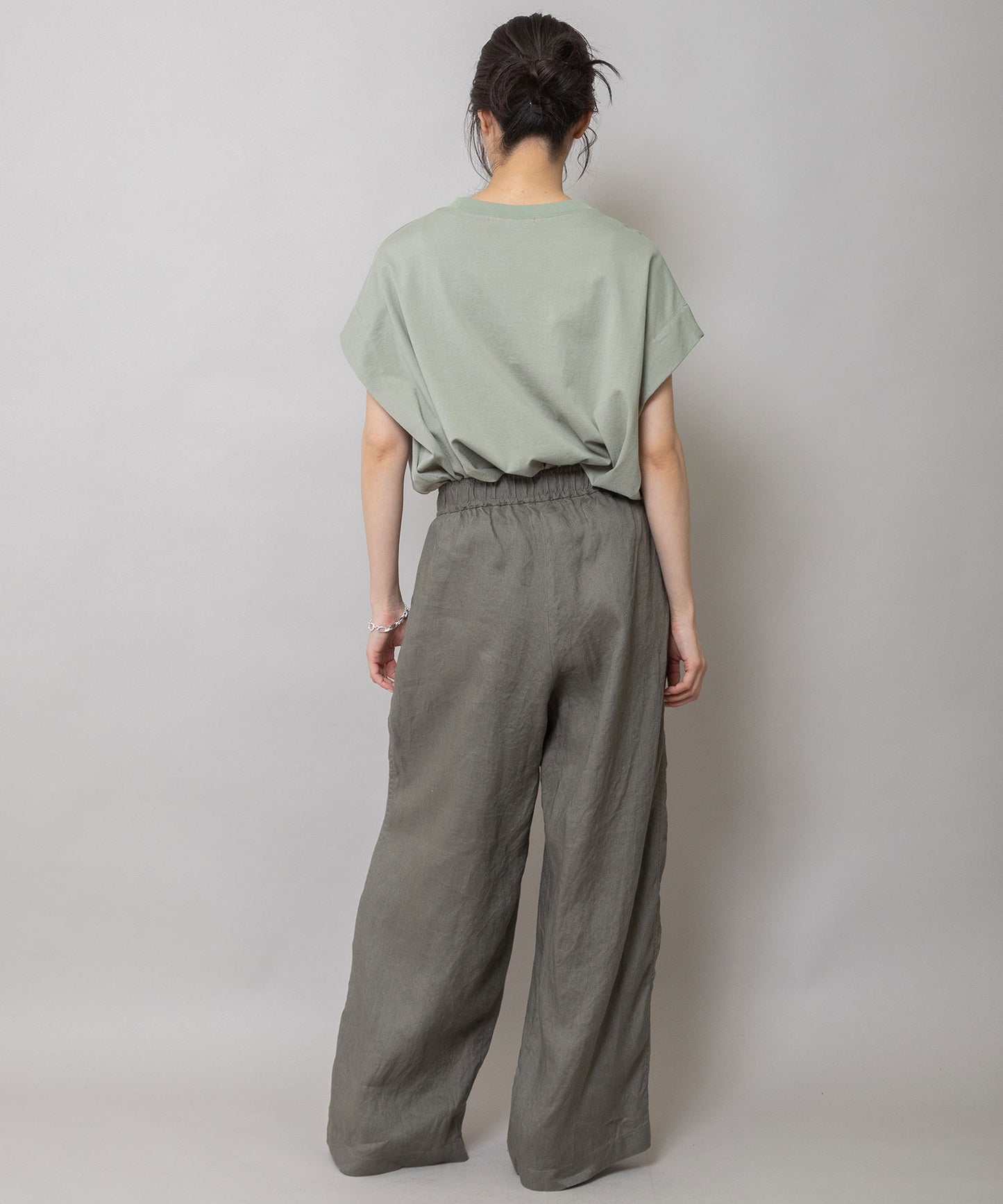 40sフレンチリネンキャンバスルーズワイドパンツ