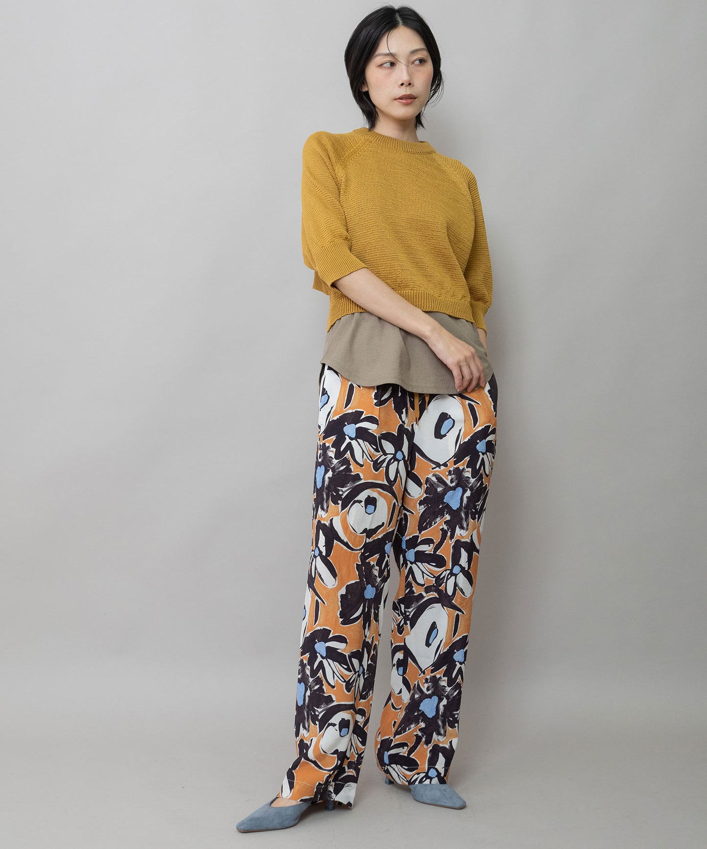 コットンニットバックベルトディテールプルオーバー