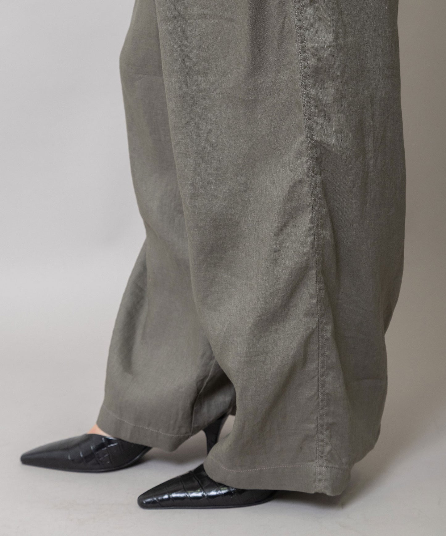 40sフレンチリネンキャンバスルーズワイドパンツ